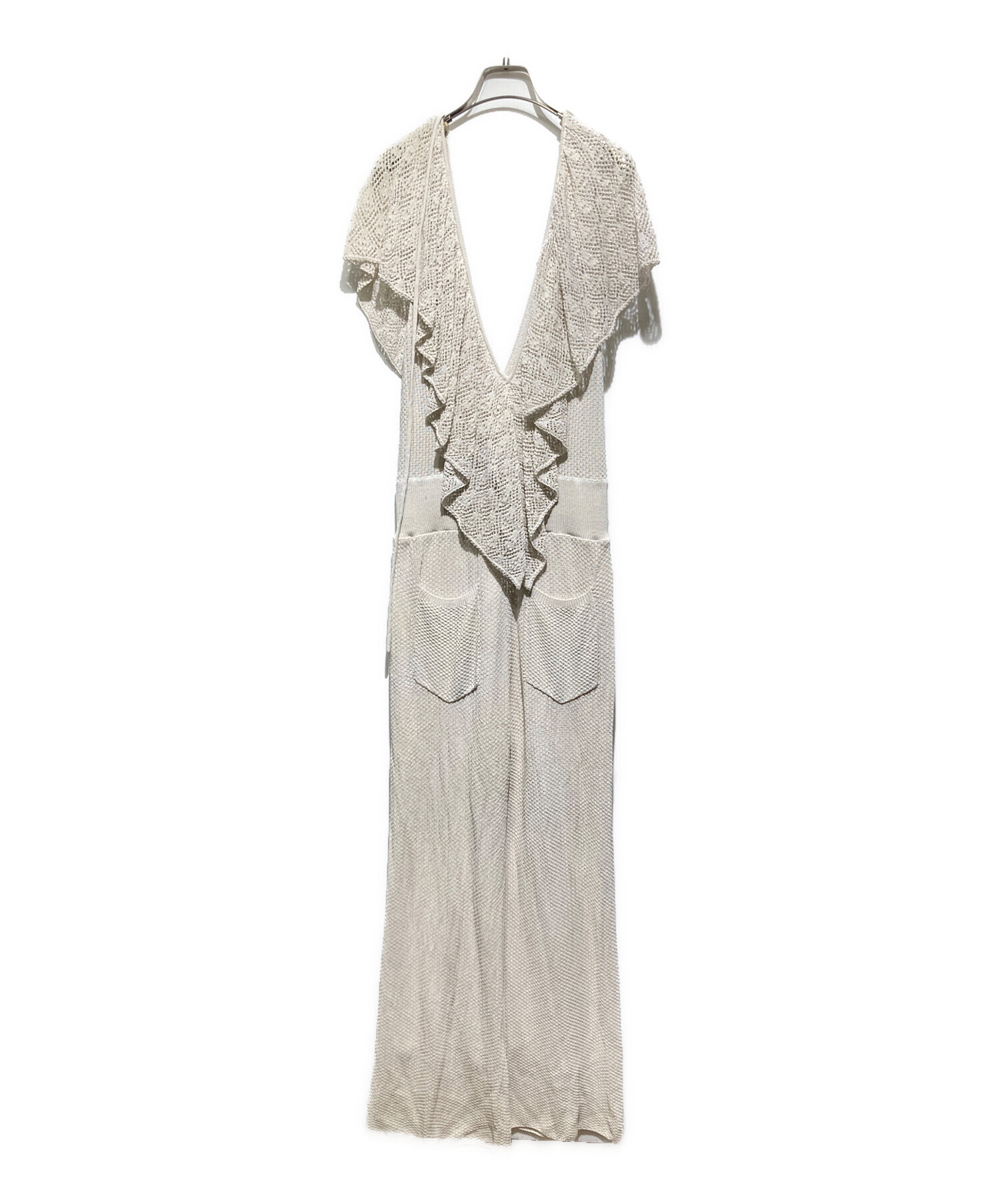 中古・古着通販】AMERI (アメリ) MEDI RUFFLE KNIT ROMPERS アイボリー