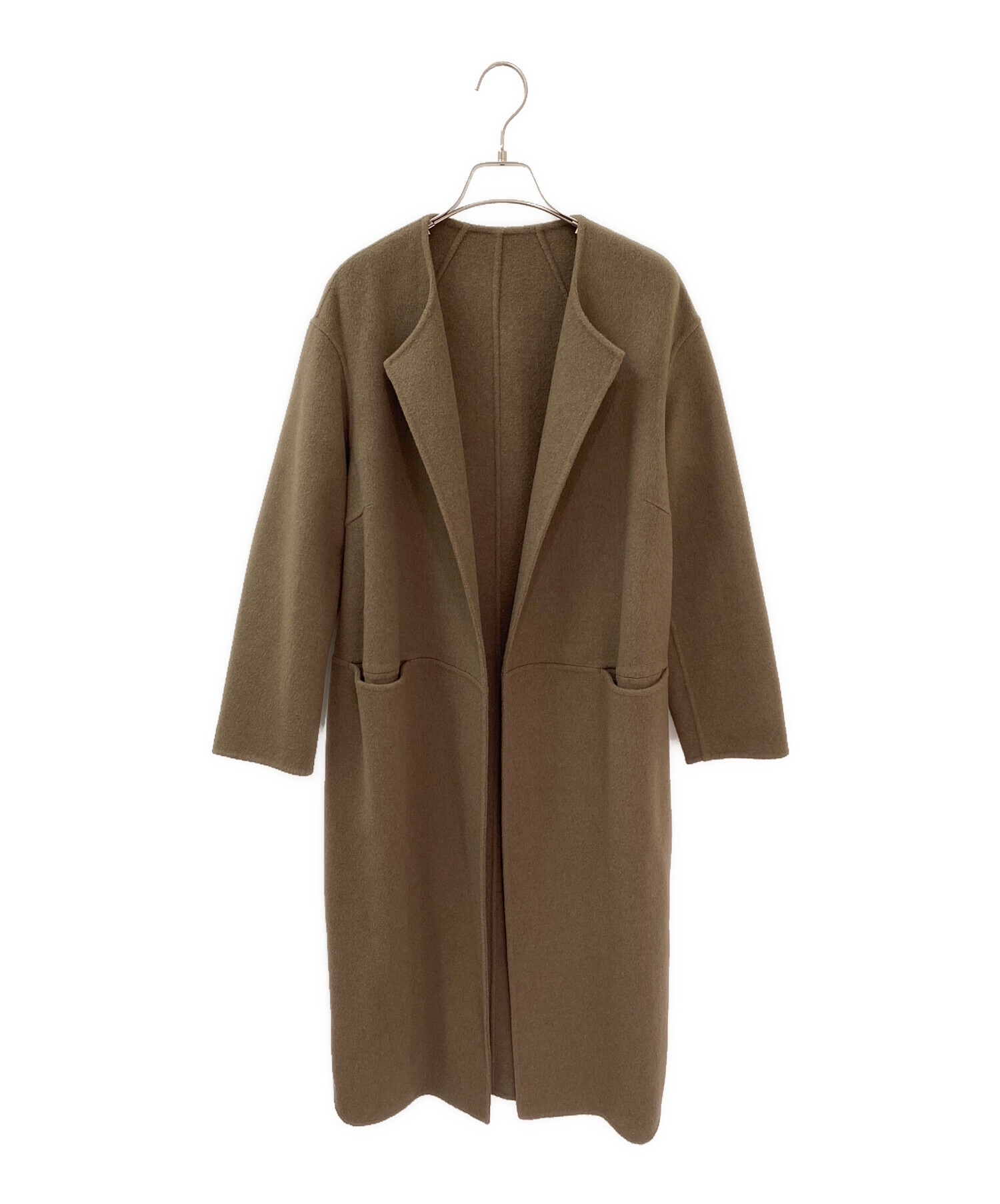 ミューズドゥドゥーズィエムクラス ノーカラー ロングコート ウール