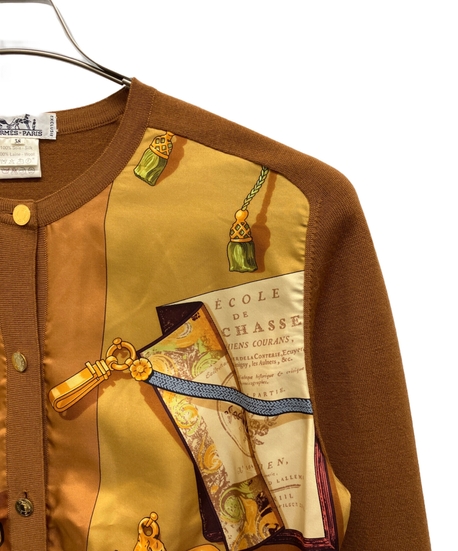 エルメス コットン+シルク カーディガン 　サイズ42  金ボタン 　パリの紋章 エルメス コットン+シルク カーディガン サイズ42 金ボタン パリの紋章