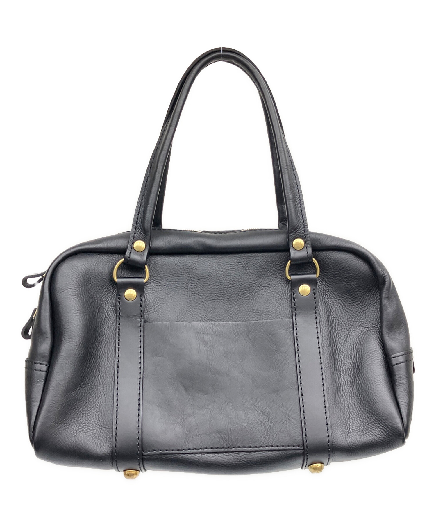 【未使用】HERTZ ボストンバッグ 黒 馬革 中古・古着通販】Herz (ヘルツ) 学生鞄を思わせるカジュアルボストン