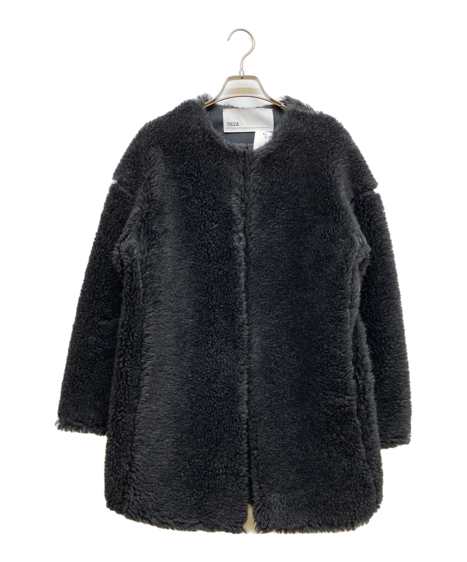 TICCA　ティッカ　ウールファー　ロングコート　ブラック 中古・古着通販】ticca (ティッカ) ウールファーロングコート ブラック