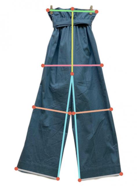 yoriハイウエストビックリボンパンツ36 中古・古着通販】YORI (ヨリ) ハイウエストビッグリボンパンツ ブルー