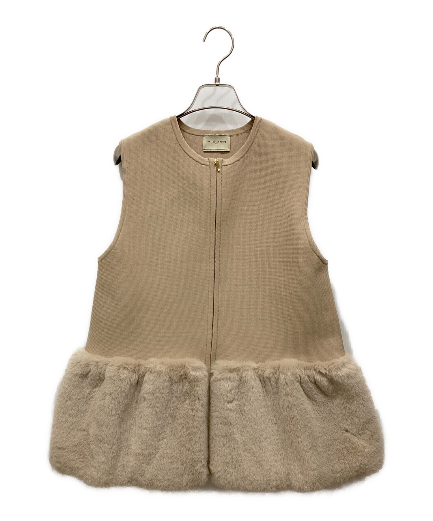 BEAUTY&YOUTH UNITED ARROWS - フェイクファー ノーカラー ベスト UNITED ARROWS】フェイクファーベスト フェイクファー ノーカラー