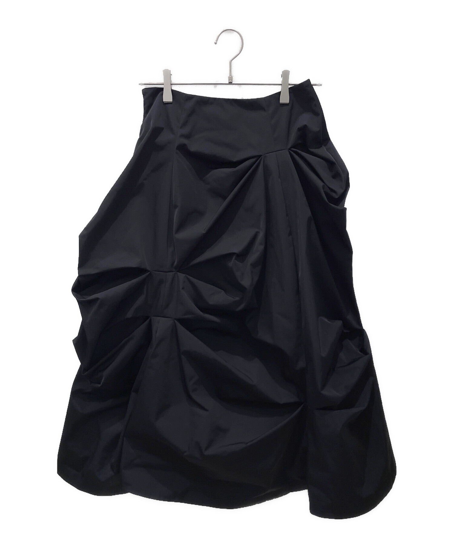 美品 ENFOLD エンフォルド メモリーツイルランダムタックスカート 黒 38 中古・古着通販】ENFOLD (エンフォルド) メモリーツイルランダム