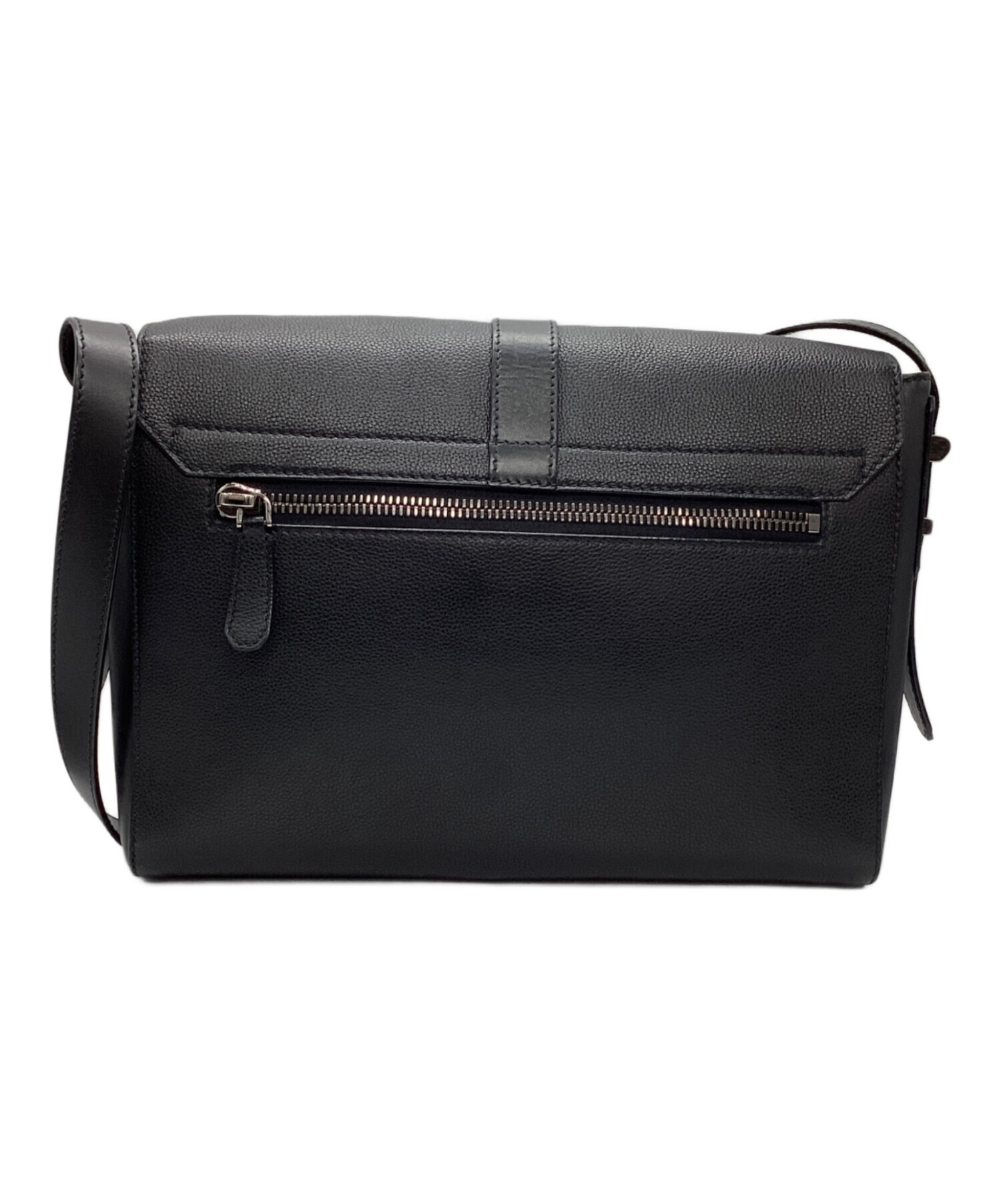 BVLGARI ブルガリ　レザー メッセンジャーバッグ　ブラック 中古・古着通販】BVLGARI (ブルガリ) メッセンジャーバッグ ブラック