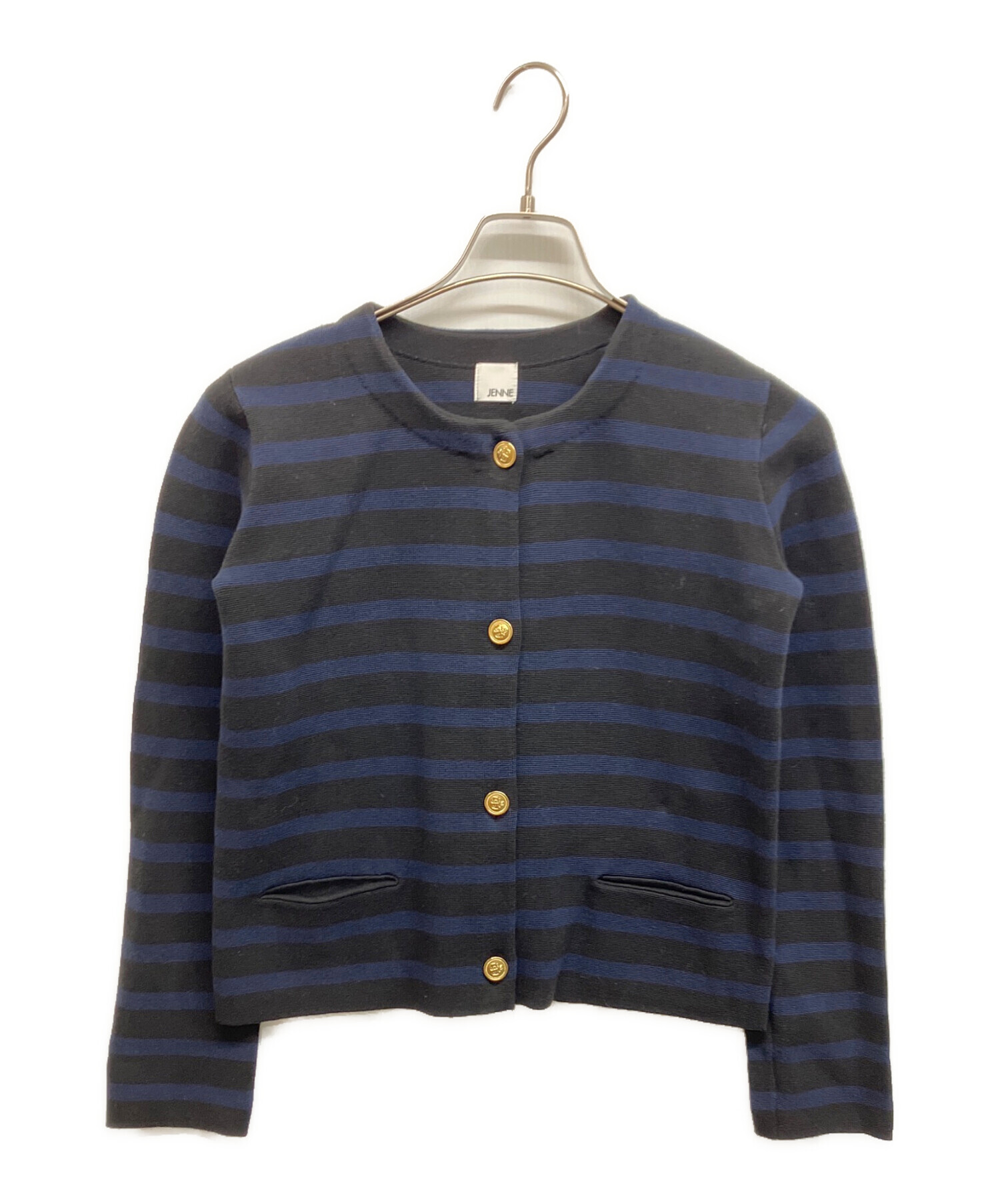 【新品✨未使用✨】JENNEシックジャケット　サイズL（ネイビー） 中古・古着通販】JENNE (ジェンヌ) フレンチシックボーダーニット