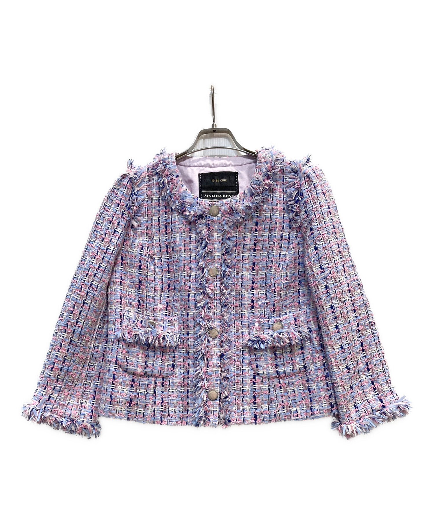 【美品】トゥービーシック ツイードジャケット セットアップ 42 TO BE CHIC セットアップ 42 ツイード系 ジャケット×スカート ビッグ