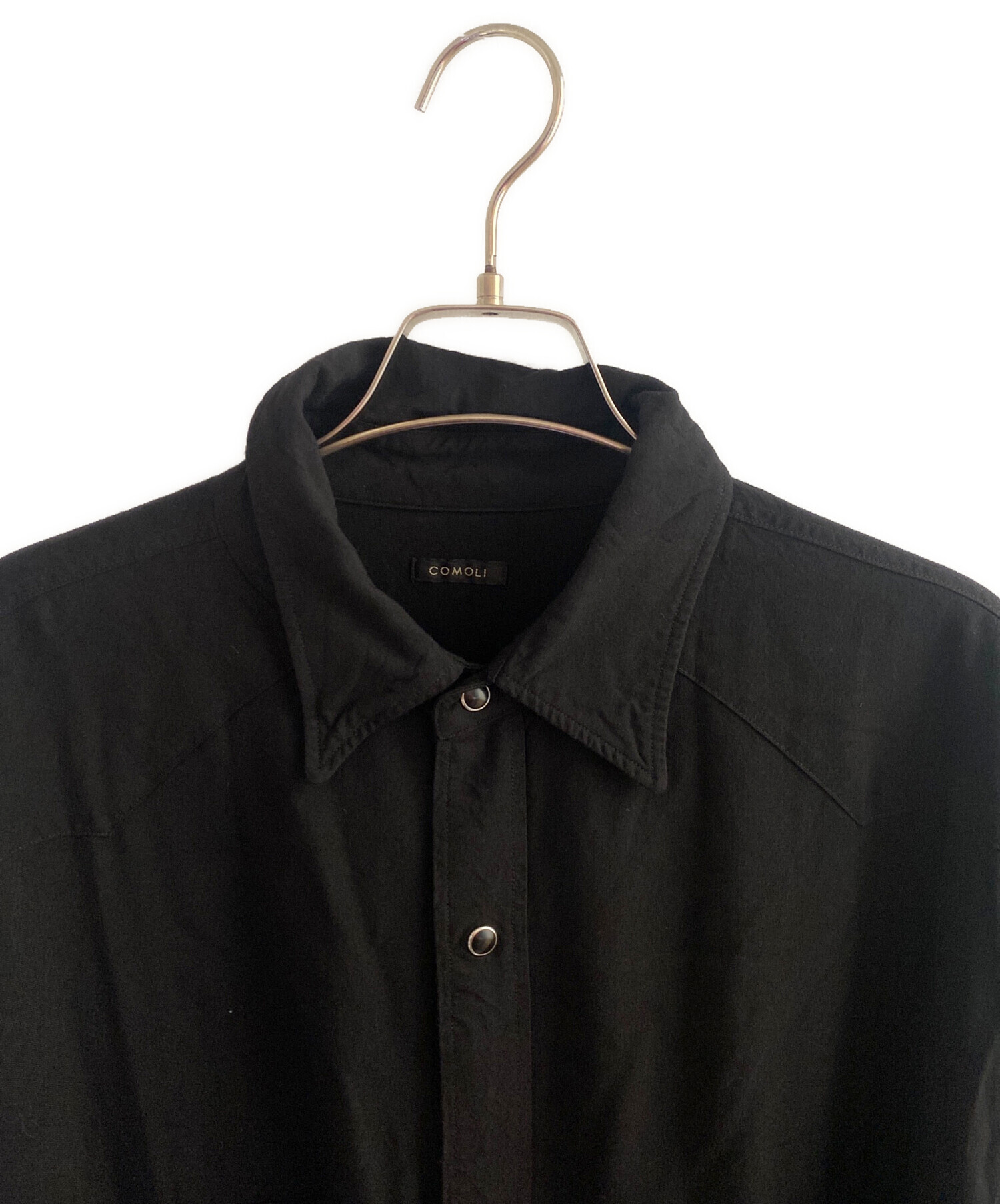 中古・古着通販】COMOLI (コモリ) レーヨン ウエスタンシャツ ブラック