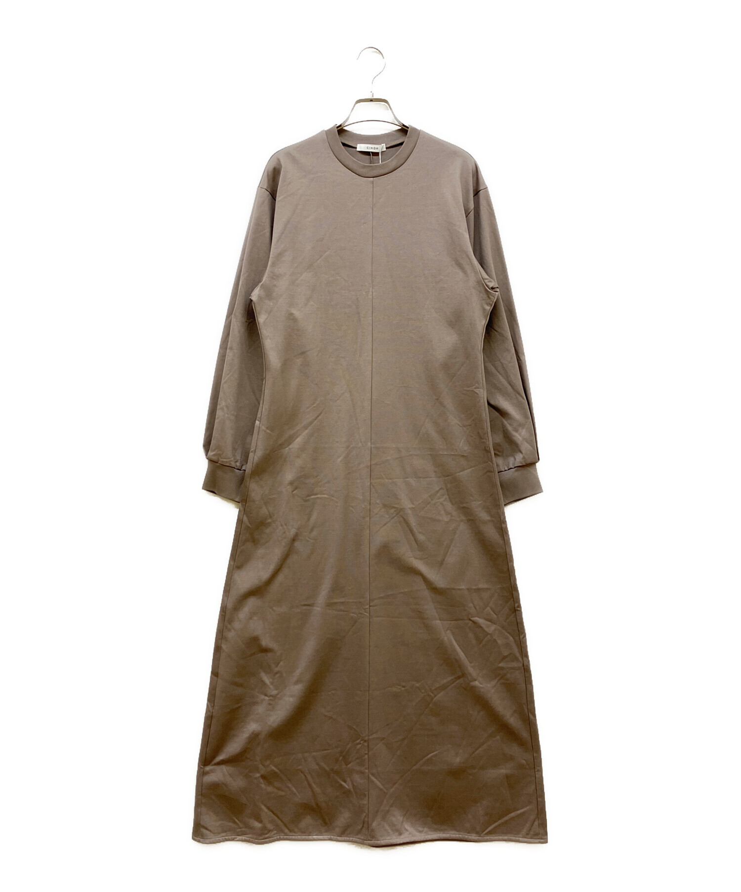 美品♪23AW チノ CINOH ジャージドレス コットンワンピース 中古・古着通販】CINOH (チノ) COTTON JERSEY DRESS グレージュ サイズ