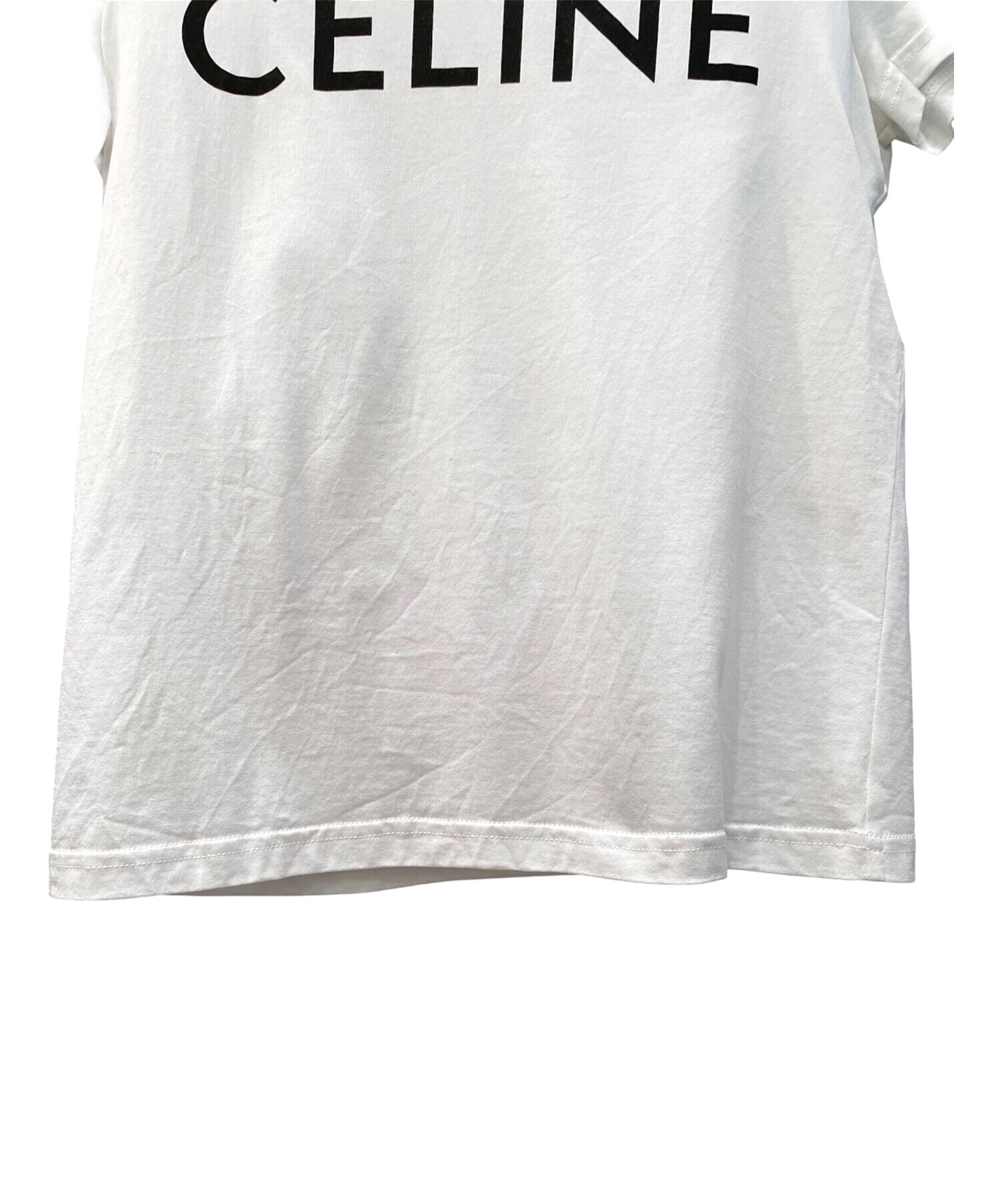 中古・古着通販】CELINE (セリーヌ) ロゴプリントTシャツ ホワイト