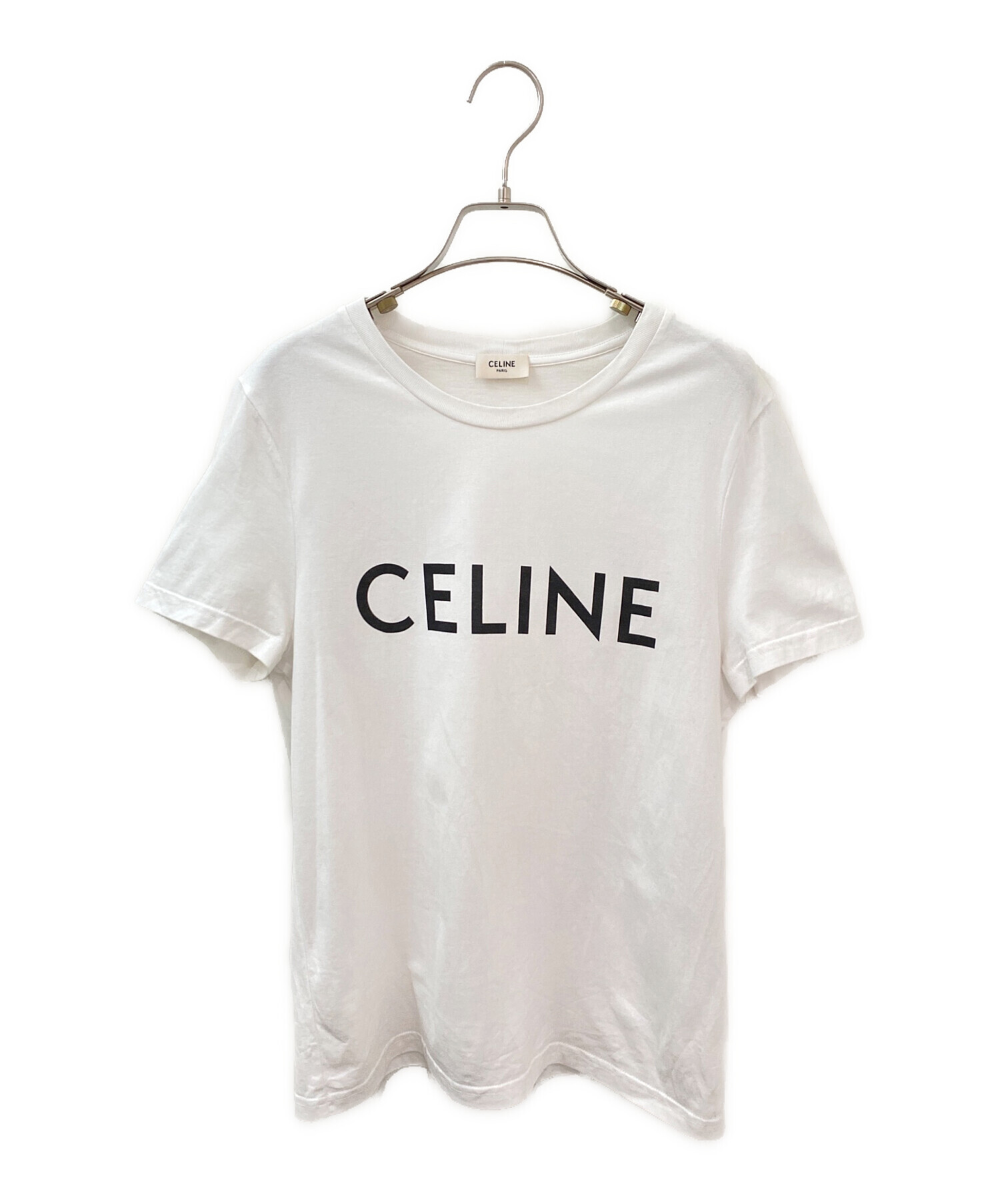 CELINE ロゴプリント Tシャツ ホワイト 中古・古着通販】CELINE (セリーヌ) ロゴプリントTシャツ ホワイト
