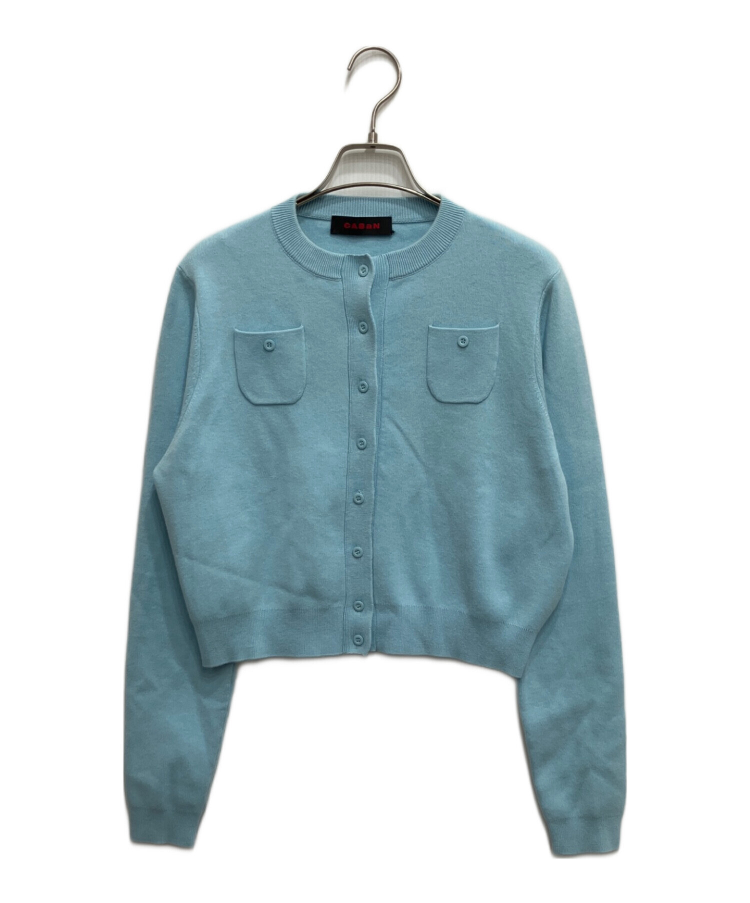 CABAN 水色 カーディガン 中古・古着通販】CABAN (キャバン) コットンカシミヤ クルーネック