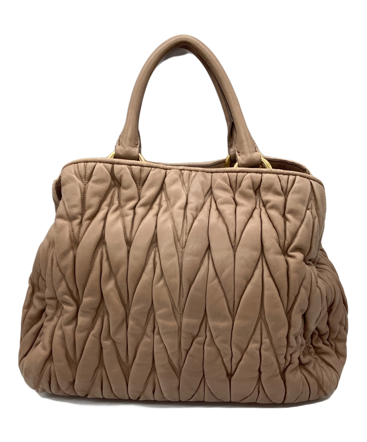 miumiu 2wayショルダーバック　ベージュ 中古・古着通販】MIU MIU (ミュウミュウ) 2WAYショルダーバッグ