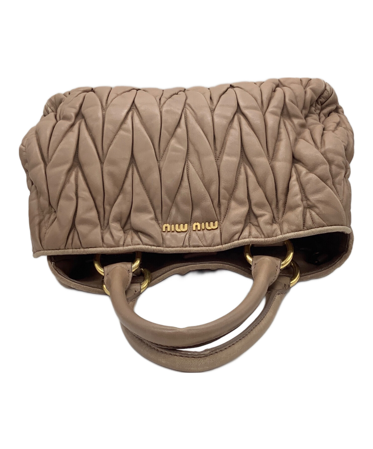 miumiu 2wayショルダーバック　ベージュ 中古・古着通販】MIU MIU (ミュウミュウ) 2WAYショルダーバッグ