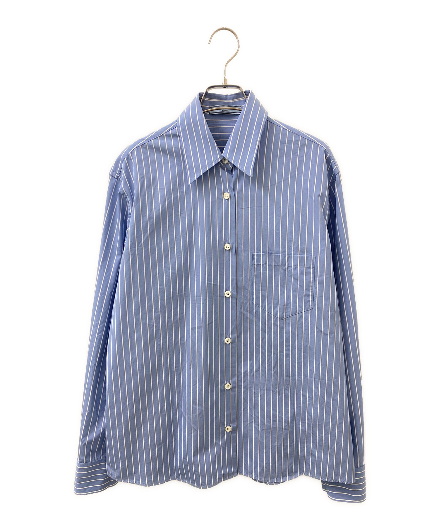 中古・古着通販】PRADA (プラダ) ストライプ ポプリン シャツ ブルー
