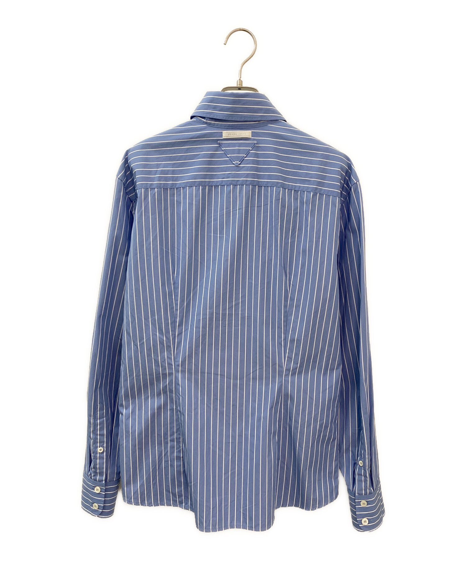中古・古着通販】PRADA (プラダ) ストライプ ポプリン シャツ ブルー