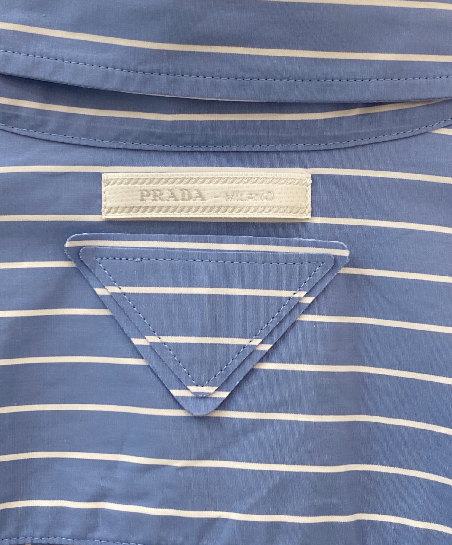 中古・古着通販】PRADA (プラダ) ストライプ ポプリン シャツ ブルー