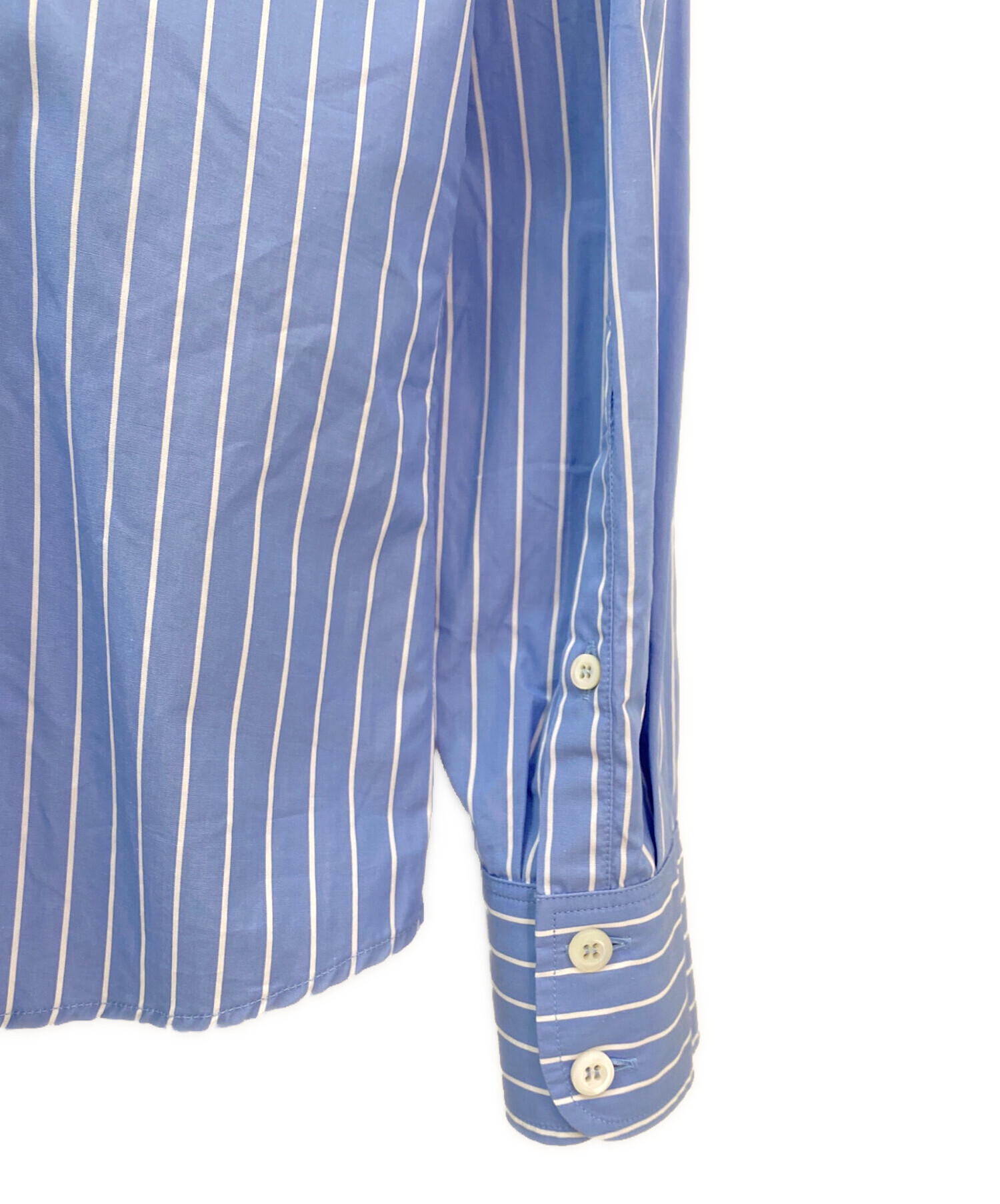 PRADA プラダ 42 XL相当シルク100% ストライプシャツ 長袖 ブルー 中古・古着通販】PRADA (プラダ) ストライプ ポプリン シャツ ブルー