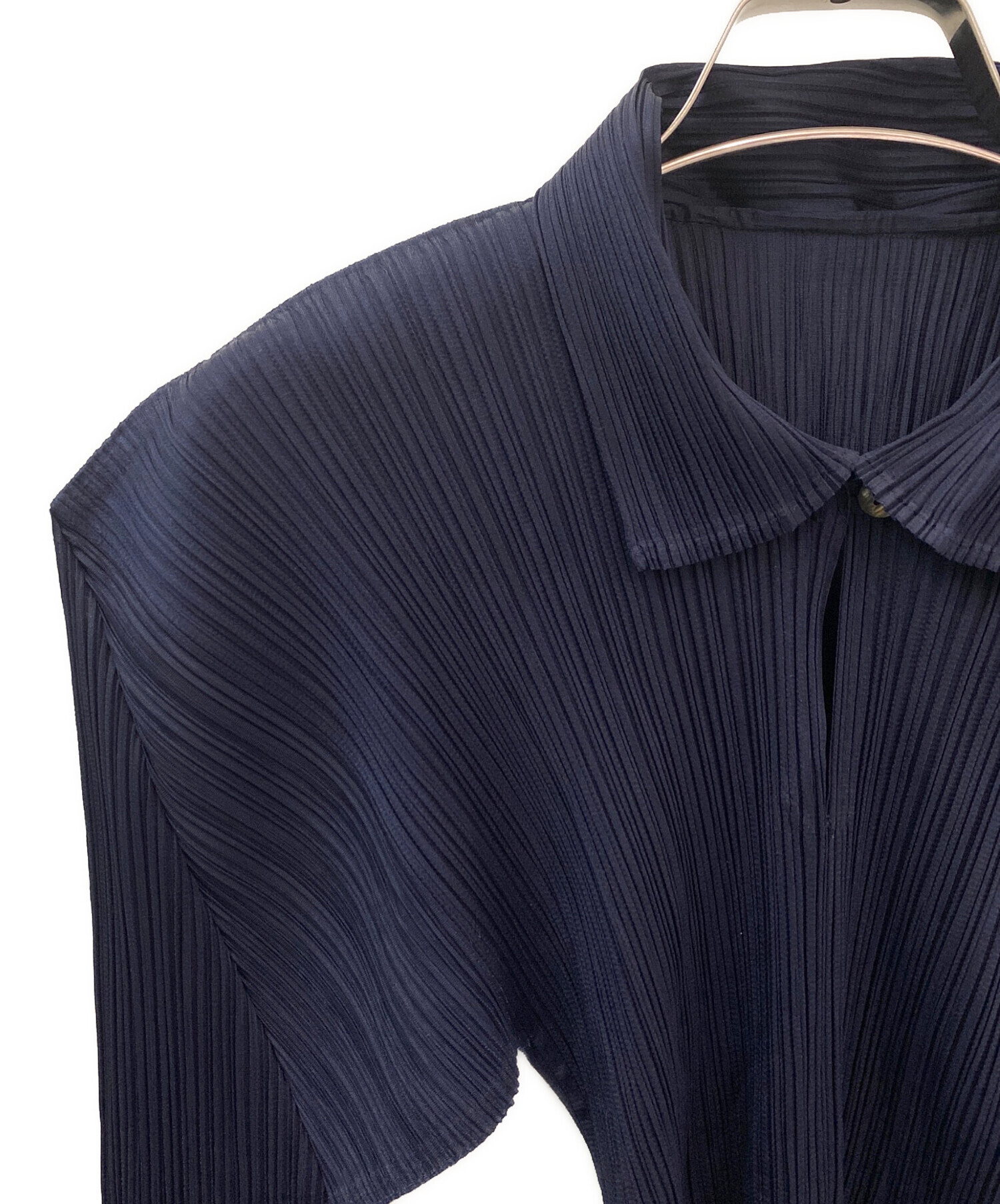 PLEATS PLEASE プリーツプリーズ カジュアルシャツ XL 紺 【古着】【中古】【送料無料】 中古・古着通販】PLEATS PLEASE (プリーツプリーズ) プリーツ