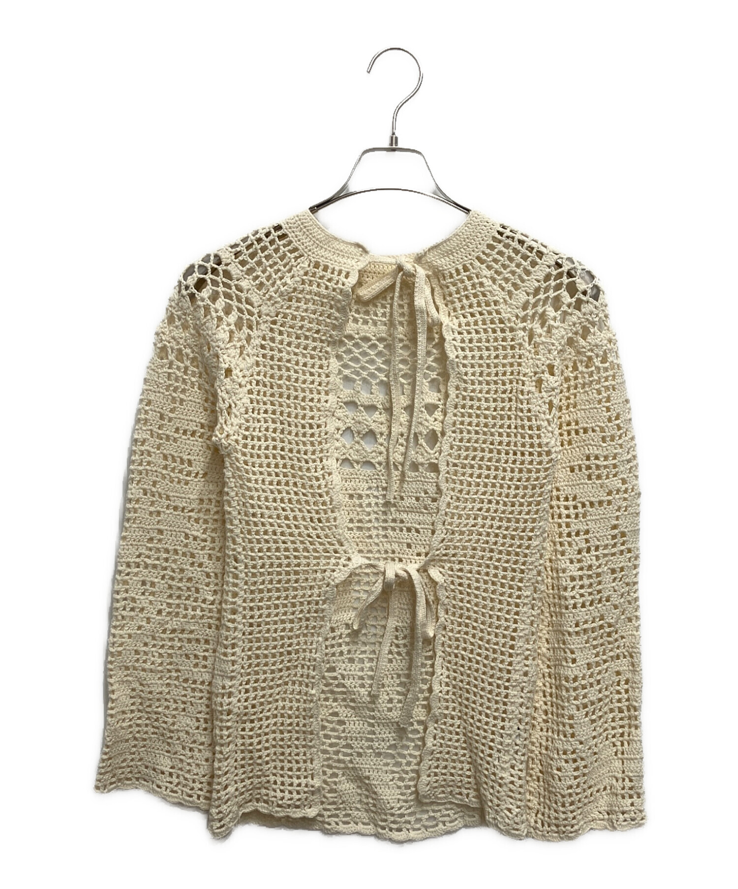 中古・古着通販】CLANE (クラネ) BACK OPEN CROCHET KNIT TOPS(バック