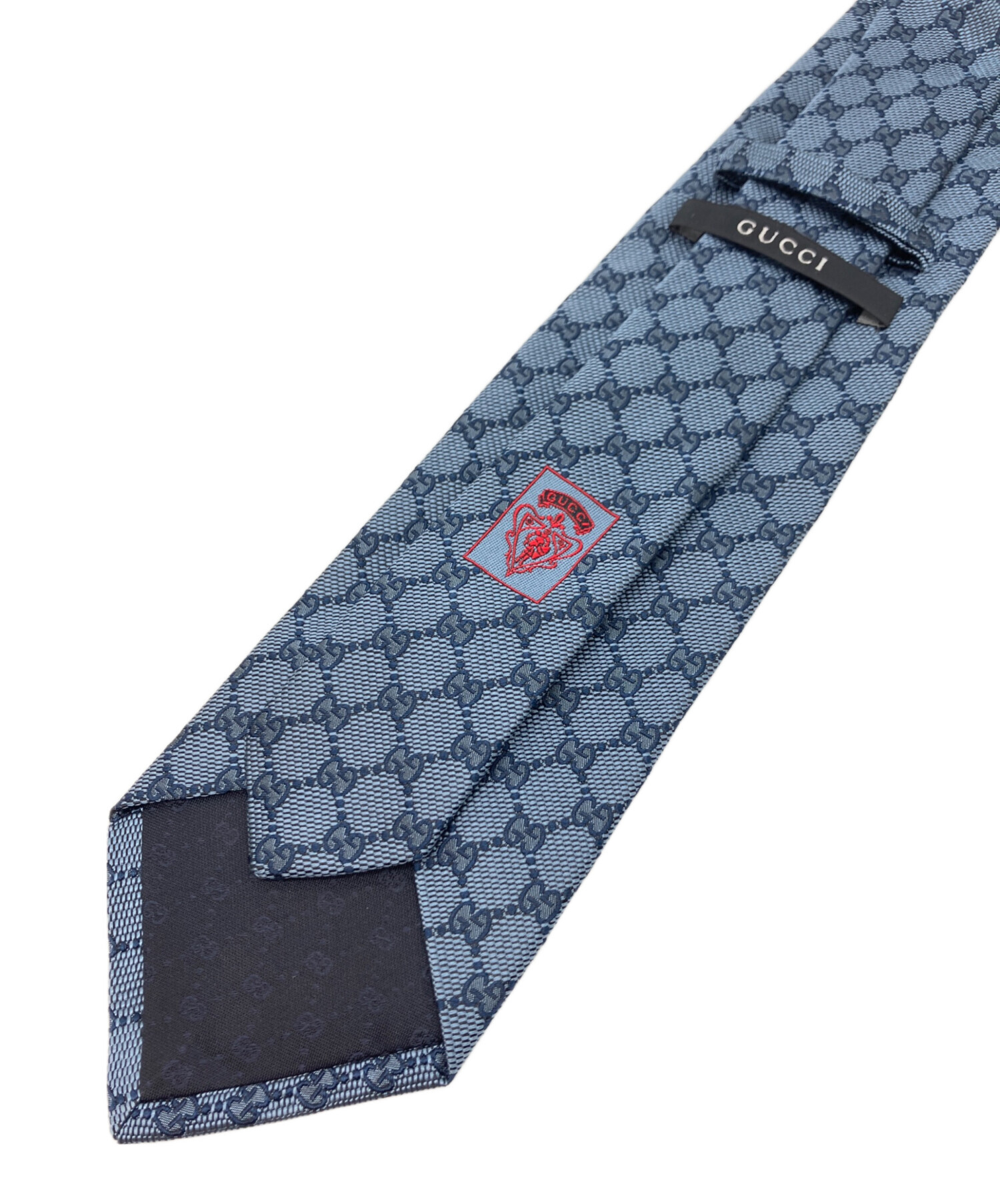 GUCCI ネイビー　水色GG柄　シルクネクタイ 中古・古着通販】GUCCI (グッチ) GG柄シルクネクタイ ネイビー サイズ