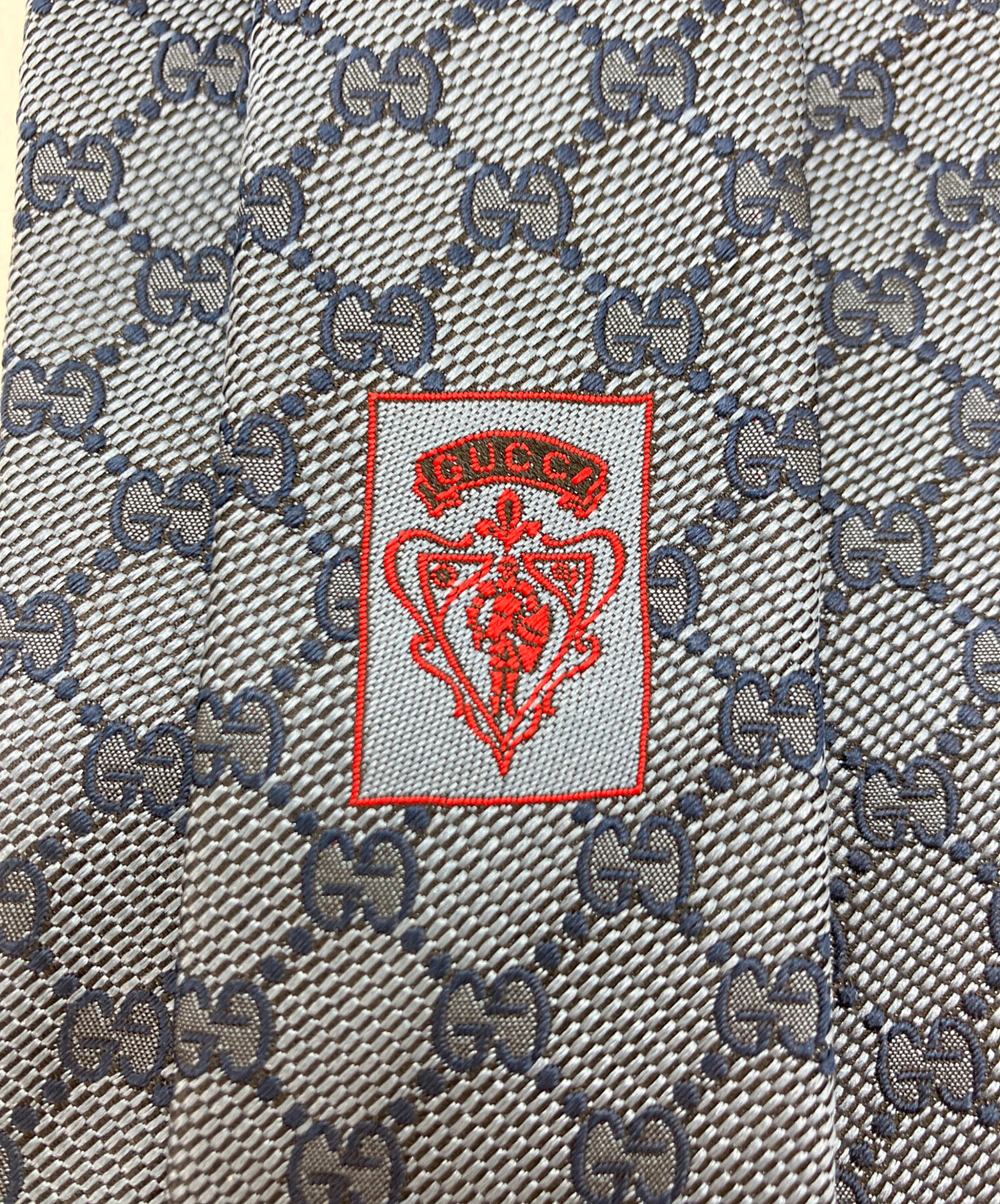 中古・古着通販】GUCCI (グッチ) GG柄シルクネクタイ ネイビー サイズ
