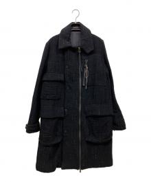未使用　D HYGEN　ジャガード　スラックス　クロップド　ブラック D.HYGEN - Wool SCAB Broken Stripe Jacquard Wide Cropped Pants