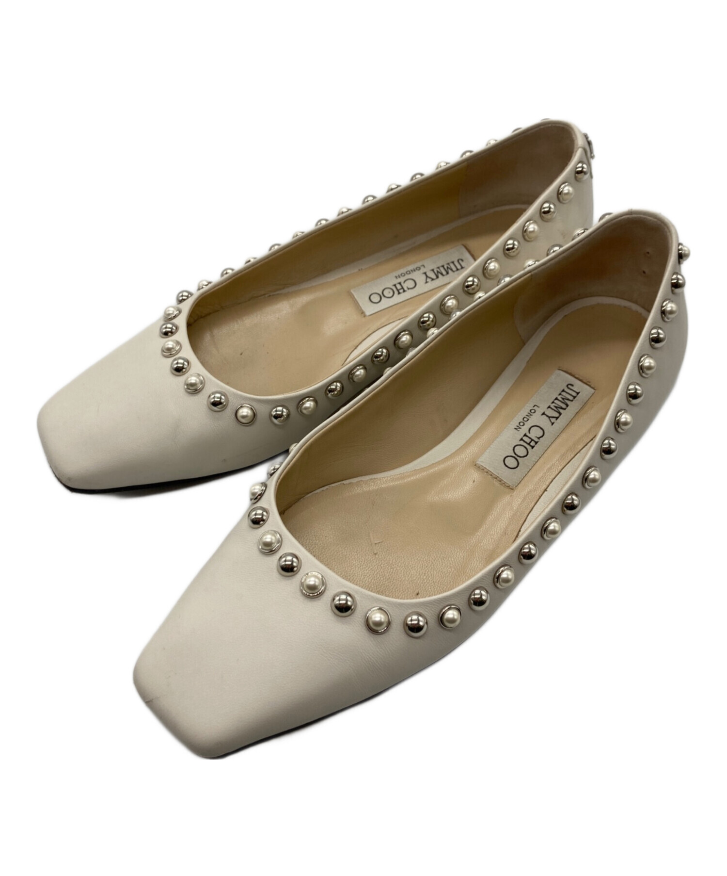 JIMMY CHOO スタッズフラットシューズ36 中古・古着通販】JIMMY CHOO (ジミーチュウ) スタッズ フラット