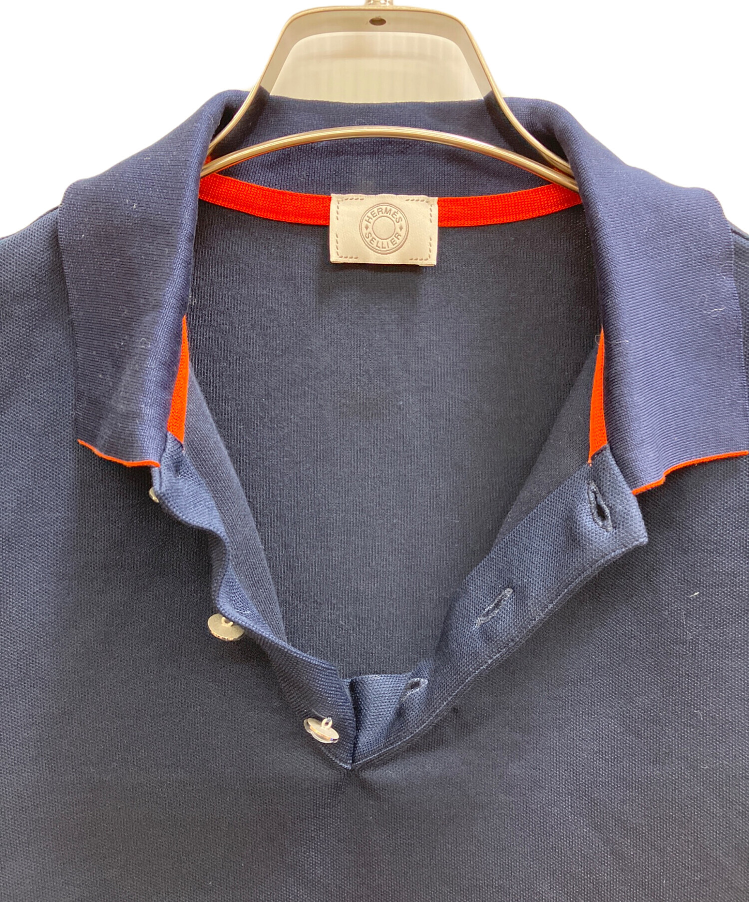中古・古着通販】HERMES (エルメス) セリエボタン ポロシャツ ネイビー