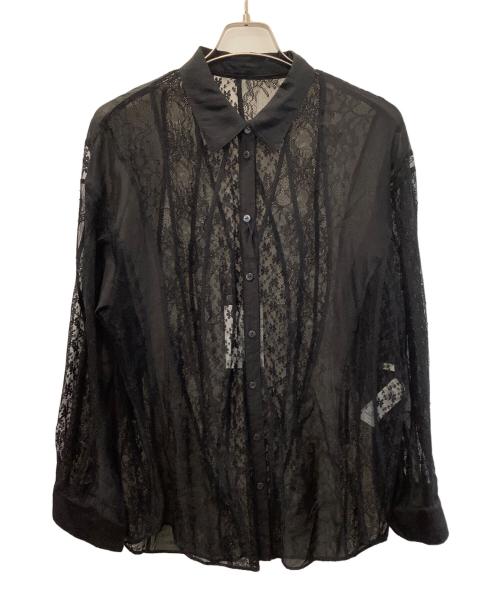 中古・古着通販】Ameri (アメリ) LACE WAVE PATCHWORK SHIRT ブラック 