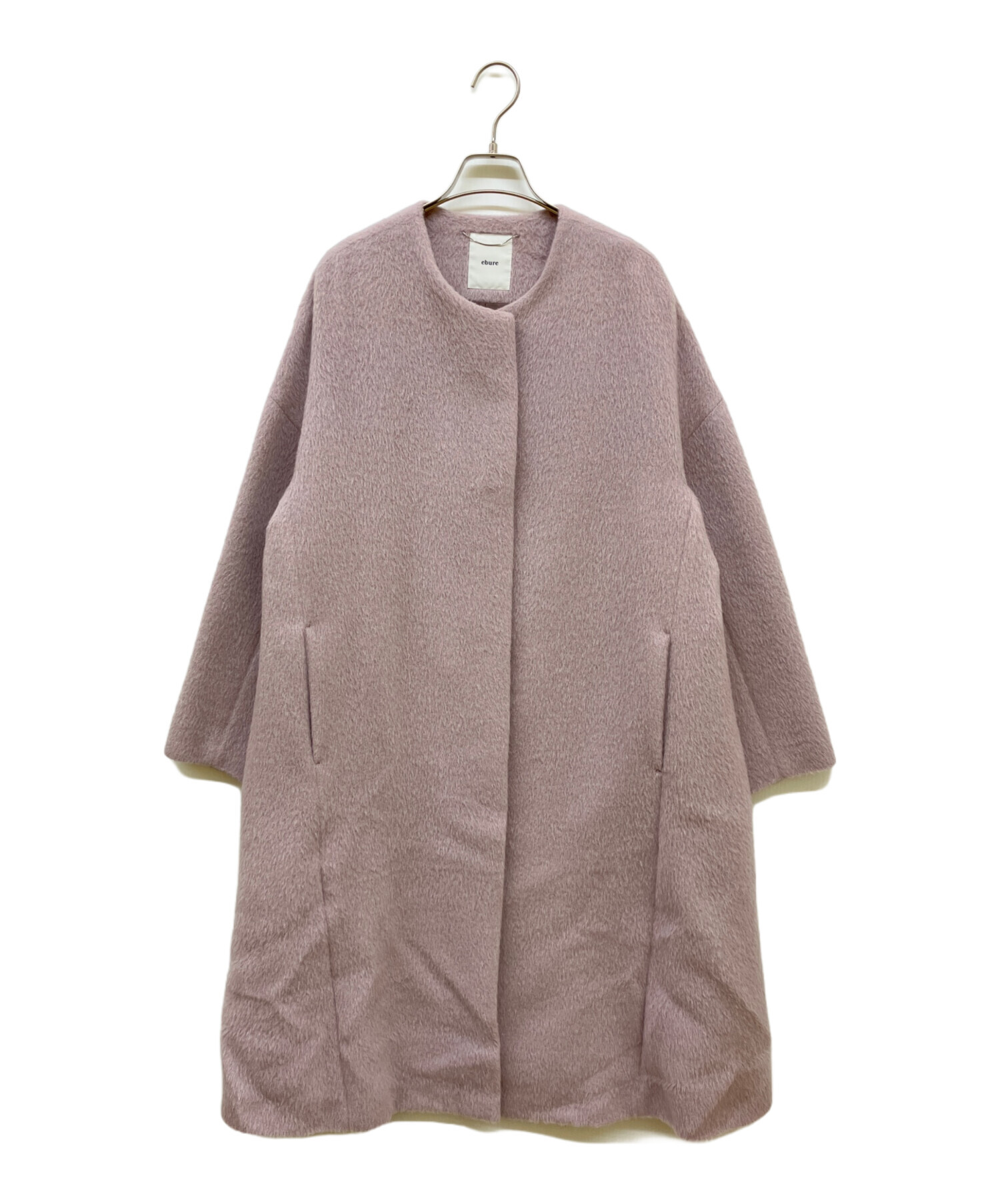 ebrue エブール アルパカシャギー ノーカラーショートコート