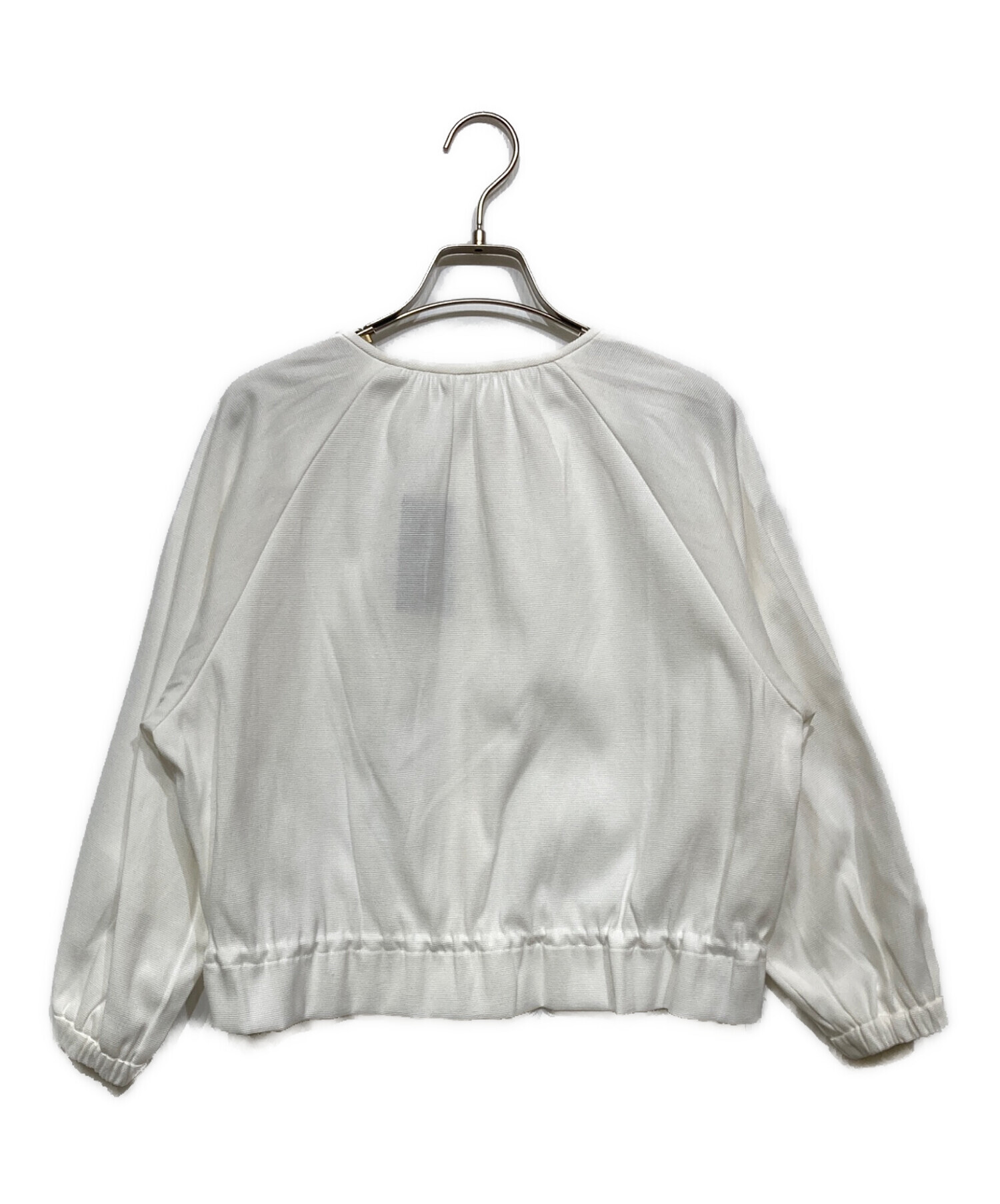 24年♡美品✨アナイ カラミコットンブルゾン ノーカラー ホワイト 36 中古・古着通販】ANAYI (アナイ) カラミコットンブルゾン ホワイト