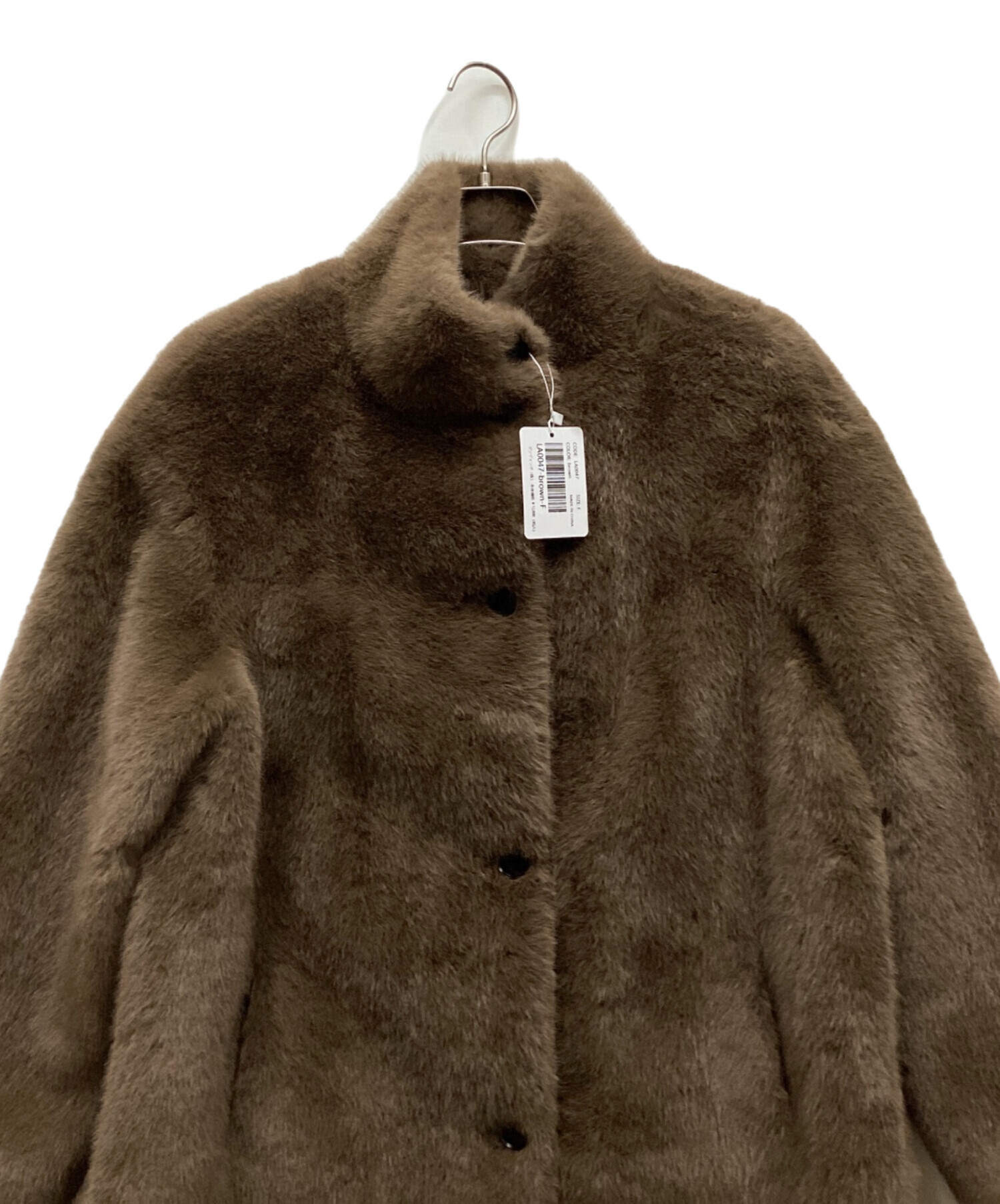 中古・古着通販】LAULEN (ローレン) stand collar fur coat ブラウン