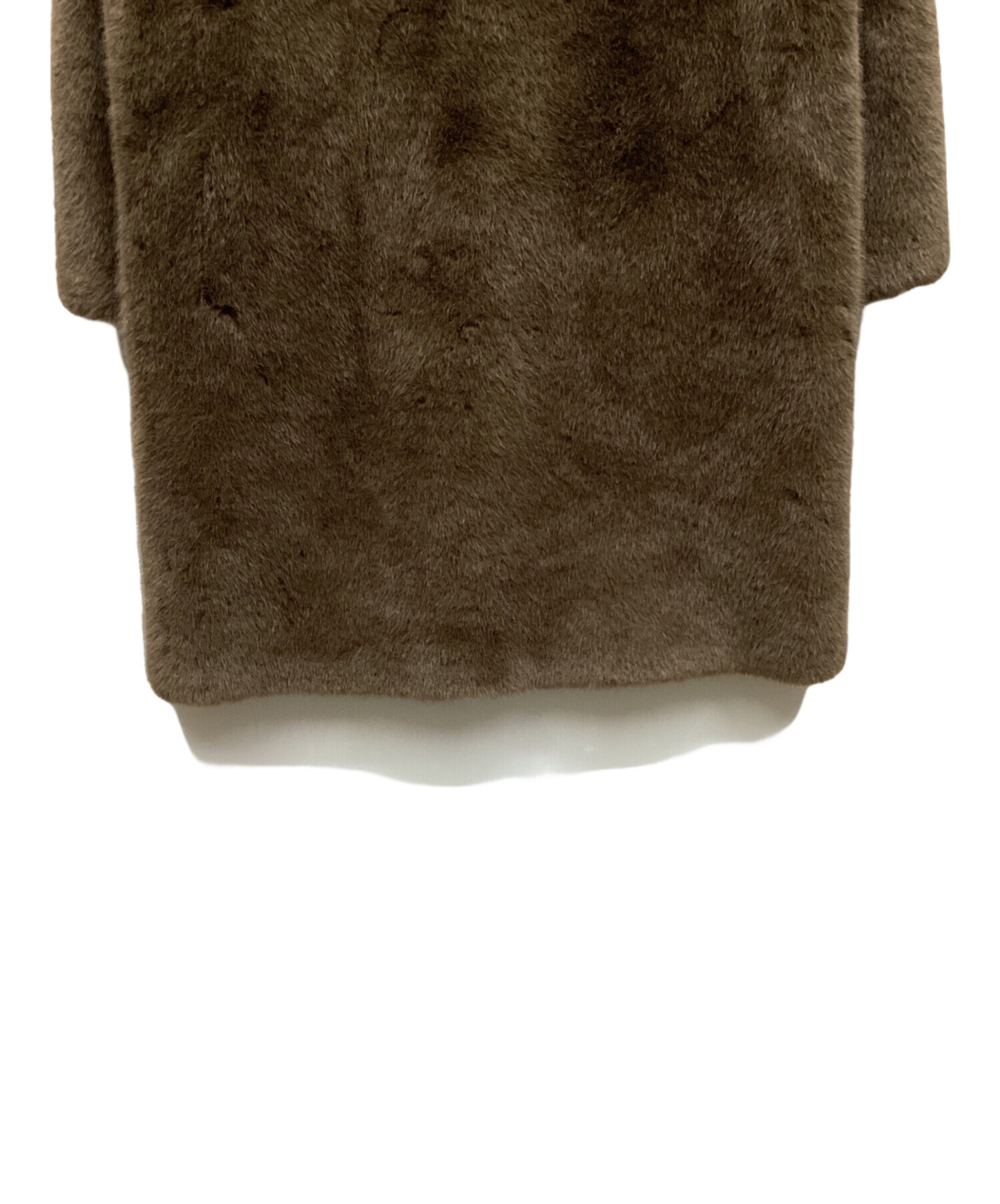 中古・古着通販】LAULEN (ローレン) stand collar fur coat ブラウン