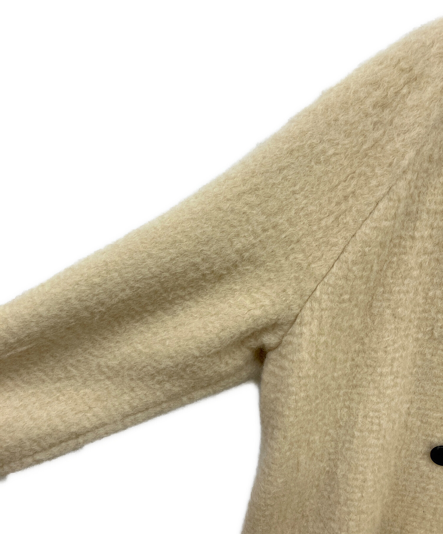 中古・古着通販】anuke (アンヌーク) Collarless Shaggy Coat ベージュ