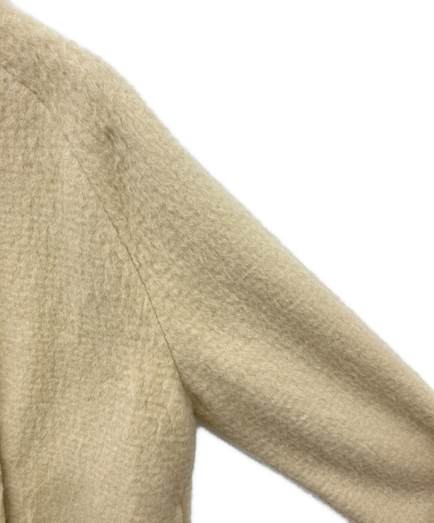 中古・古着通販】anuke (アンヌーク) Collarless Shaggy Coat ベージュ