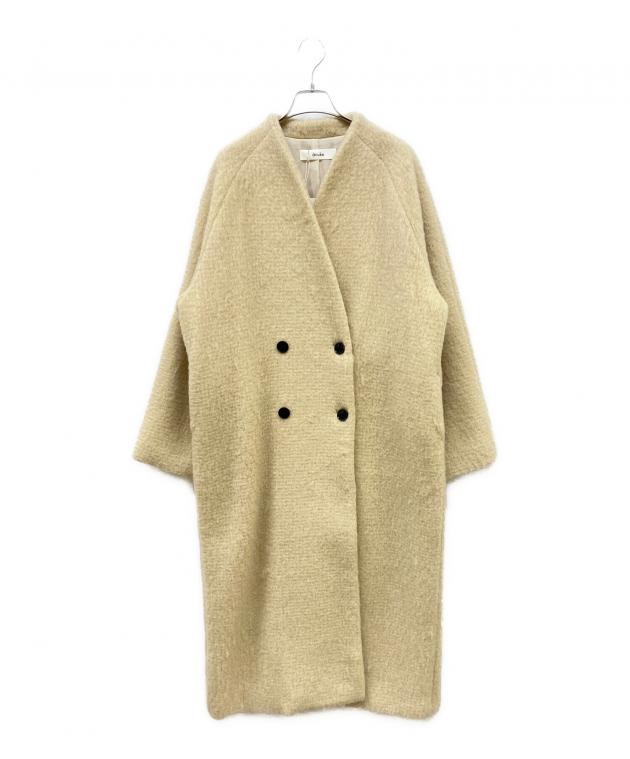 中古・古着通販】anuke (アンヌーク) Collarless Shaggy Coat ベージュ