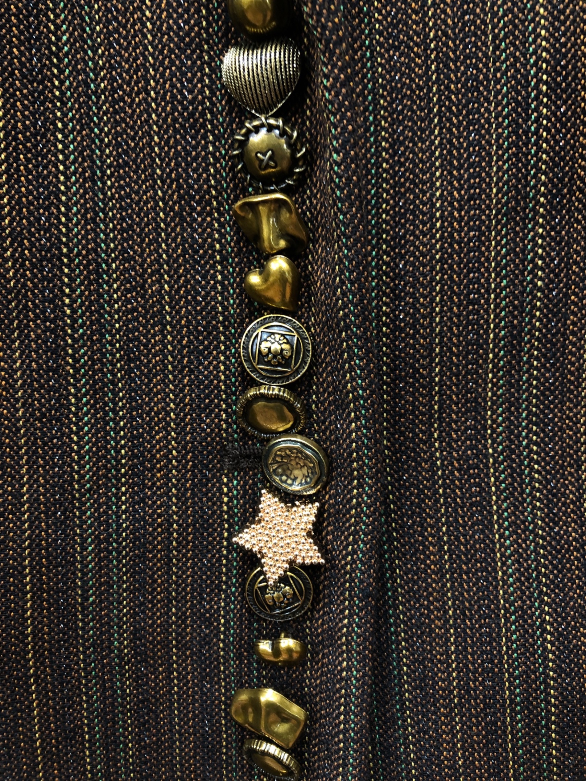 中古・古着通販】AMERI (アメリ) UND MANY MOTIF BUTTON VEST ブラウン