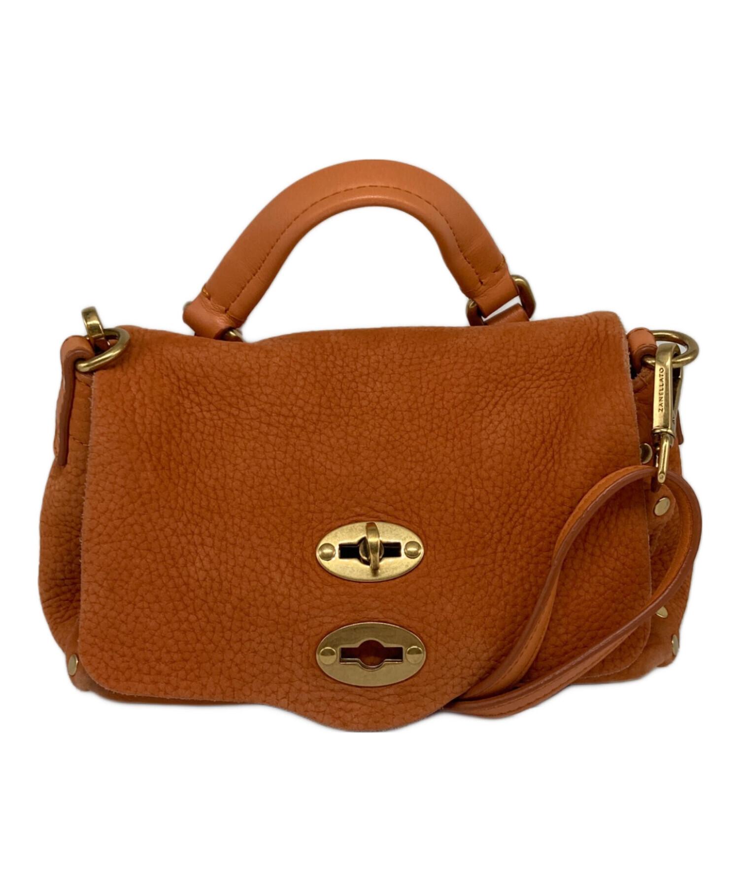 【中古】ザネラート POSTINA ベイビー 2WAY ショルダーバッグ ハンドバッグ ワンハンドル ターンロック式 オレンジ 中古・古着通販】ZANELLATO (ザネラート) POSTINA BABY ボスティーナ