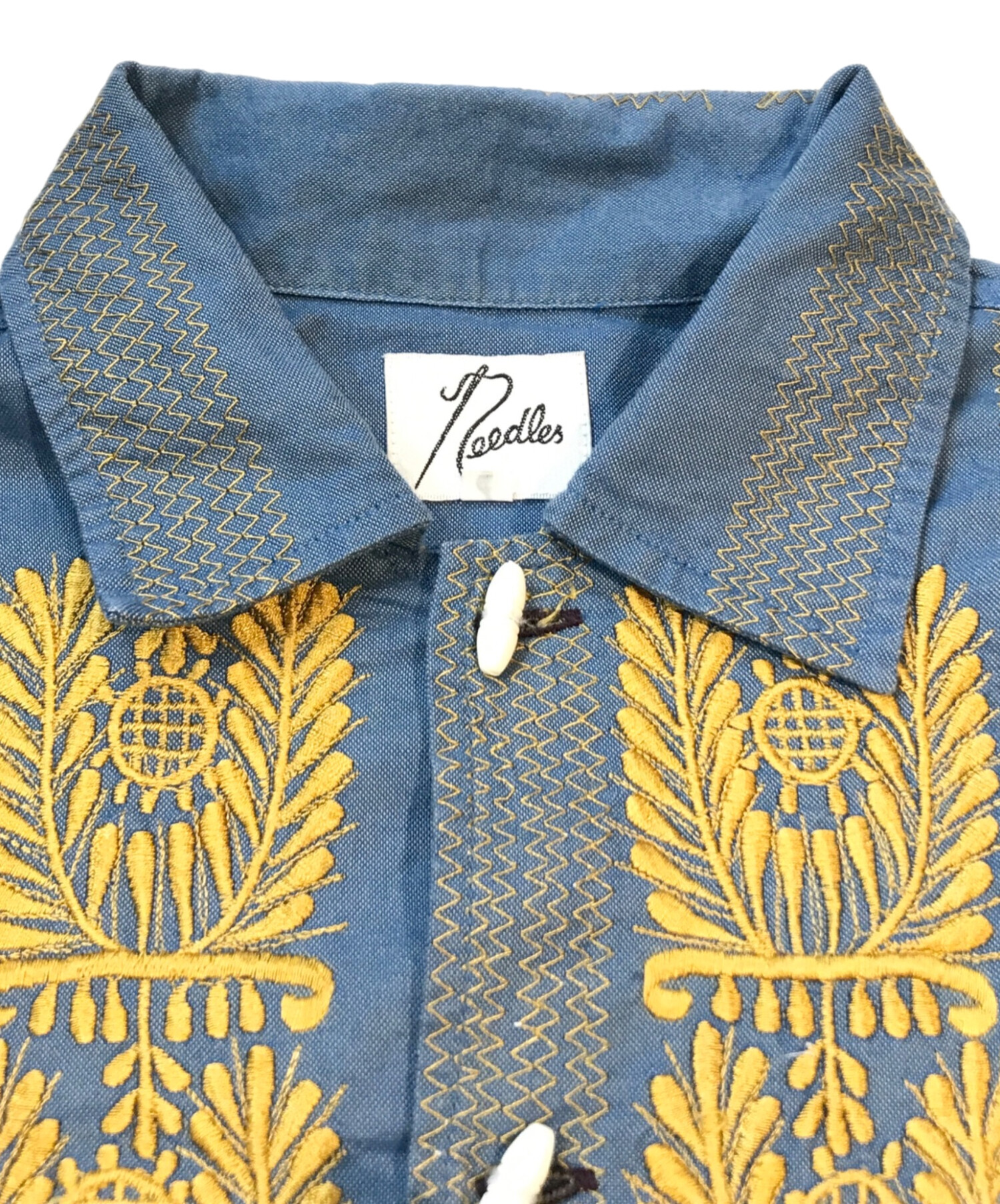 中古・古着通販】Needles (ニードルズ) 刺繍シャツ ブルー サイズ:S