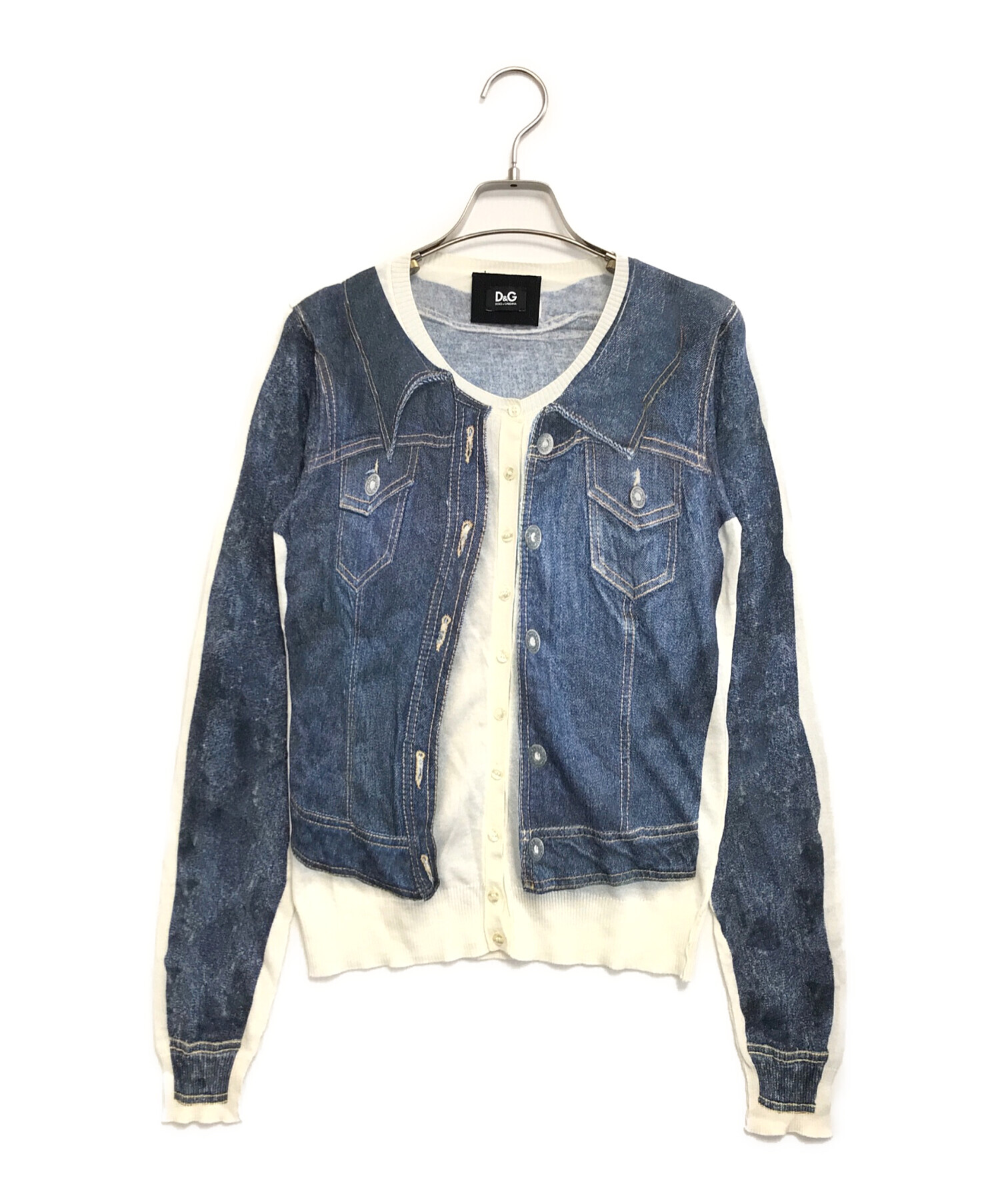 D&amp;G ディー＆ジー カーディガン 42(M位) 黒 【古着】【中古】 中古・古着通販】D&G (ディーアンドジー) 転写プリントカーディガン