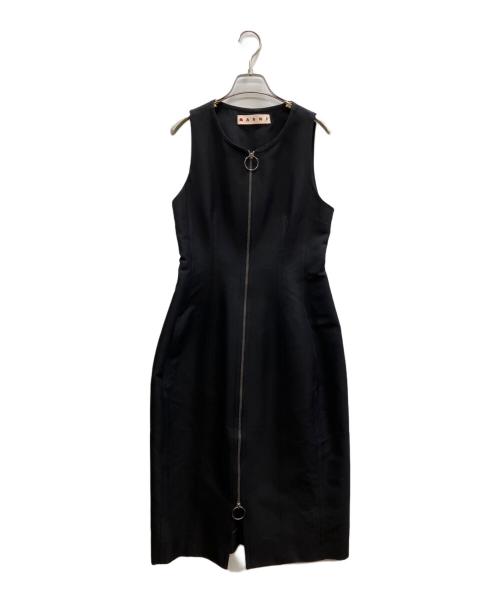 MARNI マルニ ウィンドウペン シルク ワンピース イタリア製　N1245 中古・古着通販】MARNI (マルニ) フロントジップノースリーブ