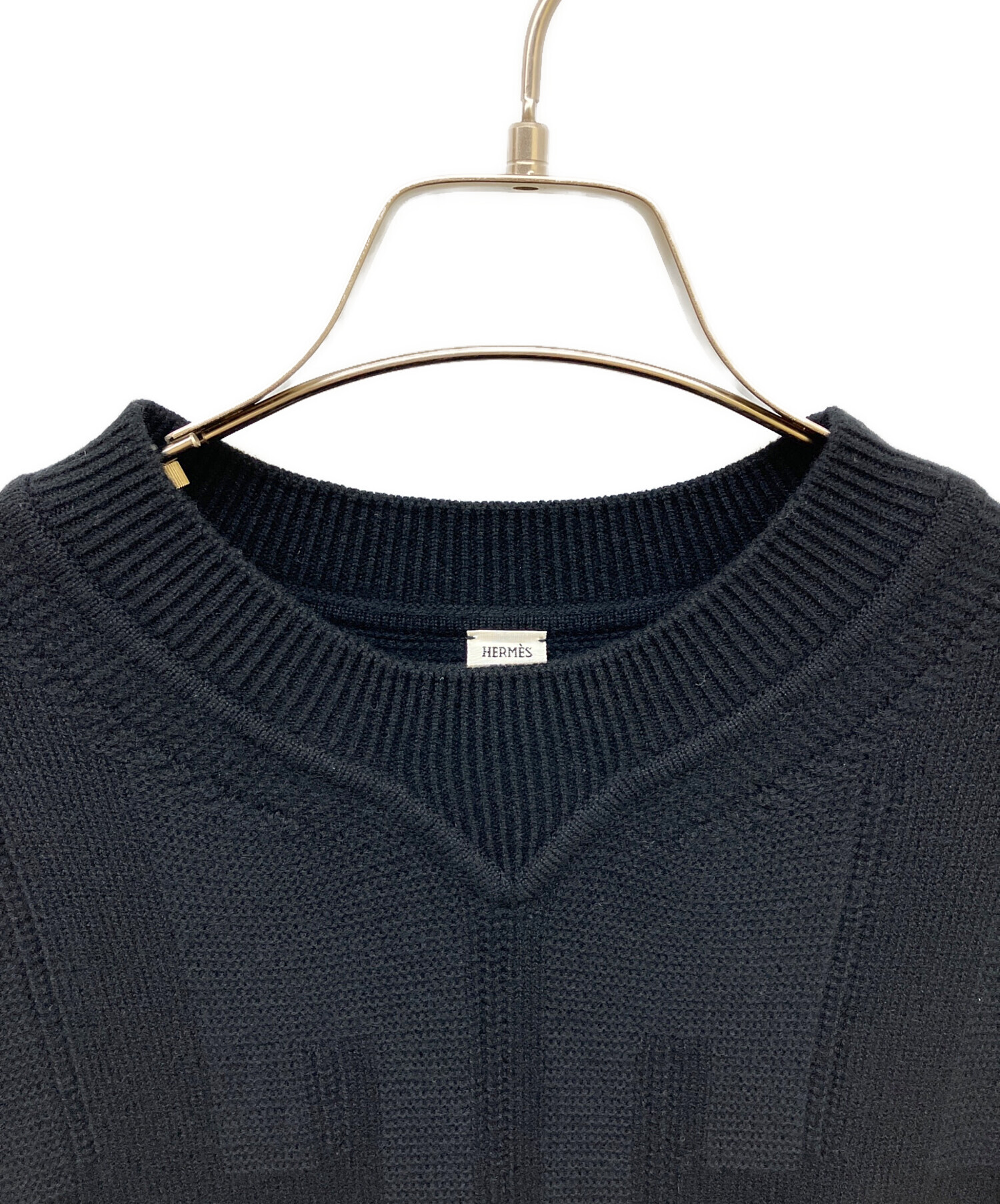 中古・古着通販】HERMES (エルメス) ニットワンピース ブラック サイズ