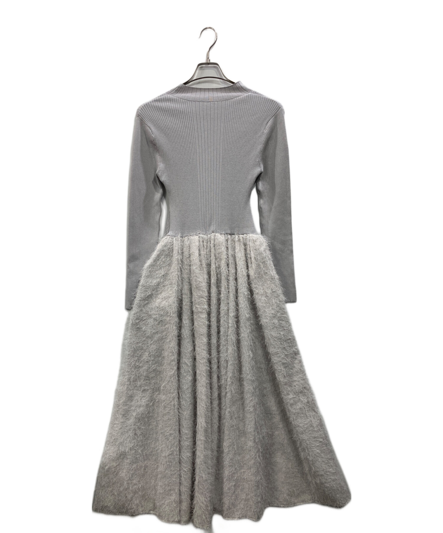 【新品タグ付き】ELENDEEK ドッキングワンピース　グレー 中古・古着通販】ELENDEEK (エレンディーク) マテリアルドッキング