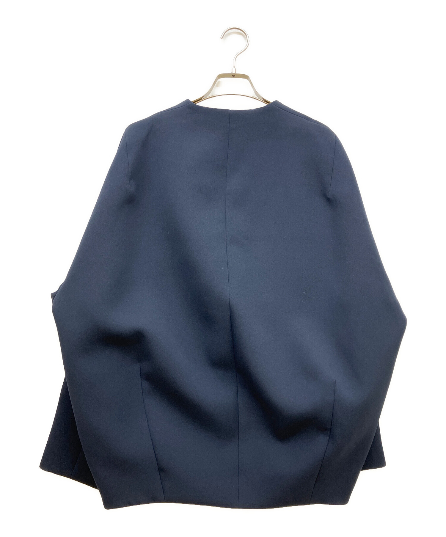 ELENDEEK フォルムショートコート NAVY 中古・古着通販】ELENDEEK (エレンディーク) フォルムショートコート