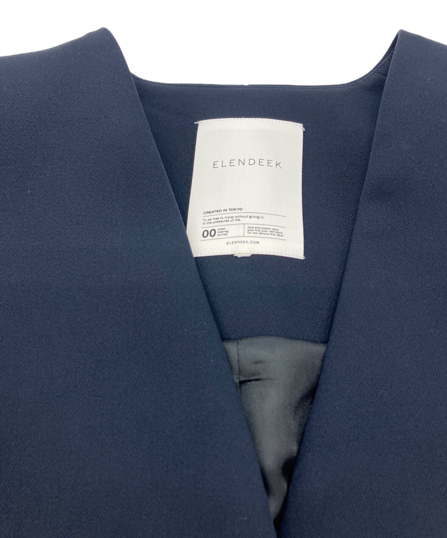ELENDEEK フォルムショートコート NAVY 中古・古着通販】ELENDEEK (エレンディーク) フォルムショートコート