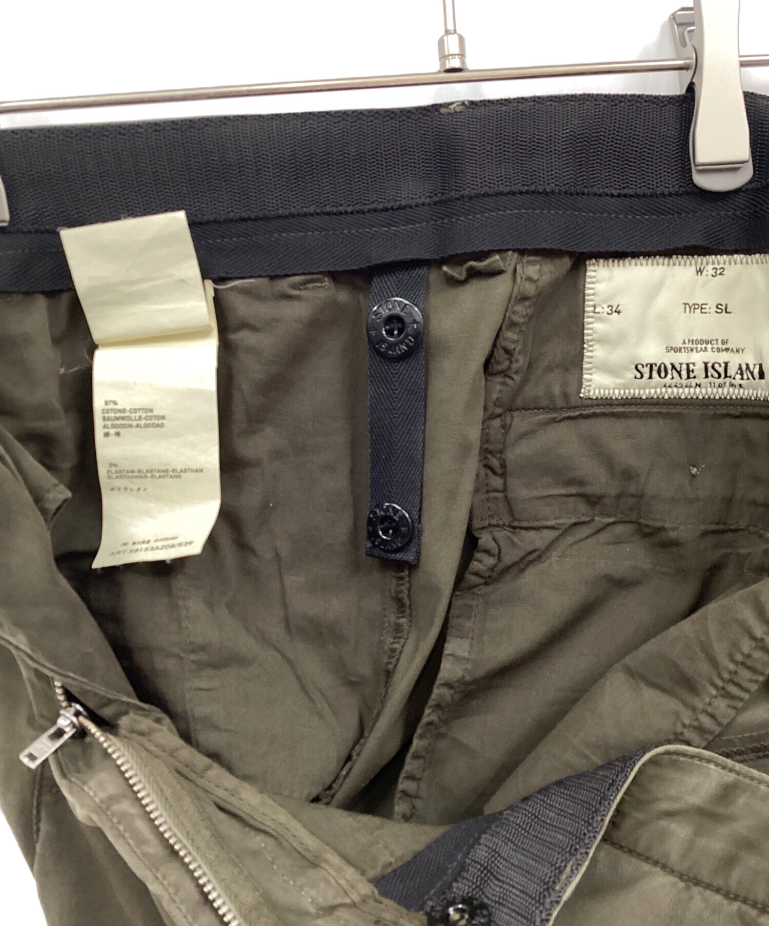【タグ付き/美品】ストーンアイランド W33 ダークオリーブ パンツ タグ付き/美品】ストーンアイランド W33 ダークオリーブ パンツ タグ
