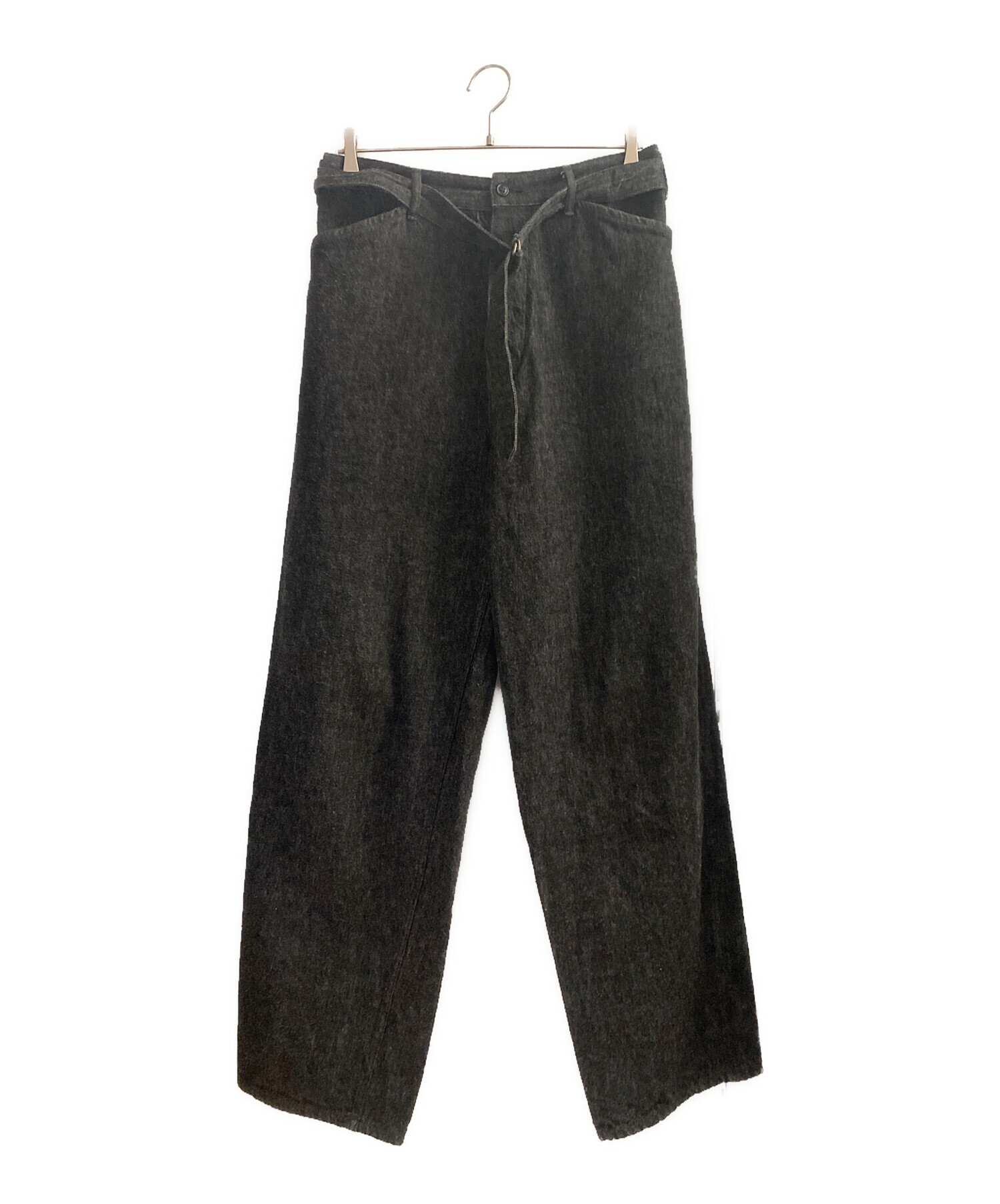 21SS comoli ベルテッドデニムパンツ サイズ2 ブラックエクリュ COMOLI