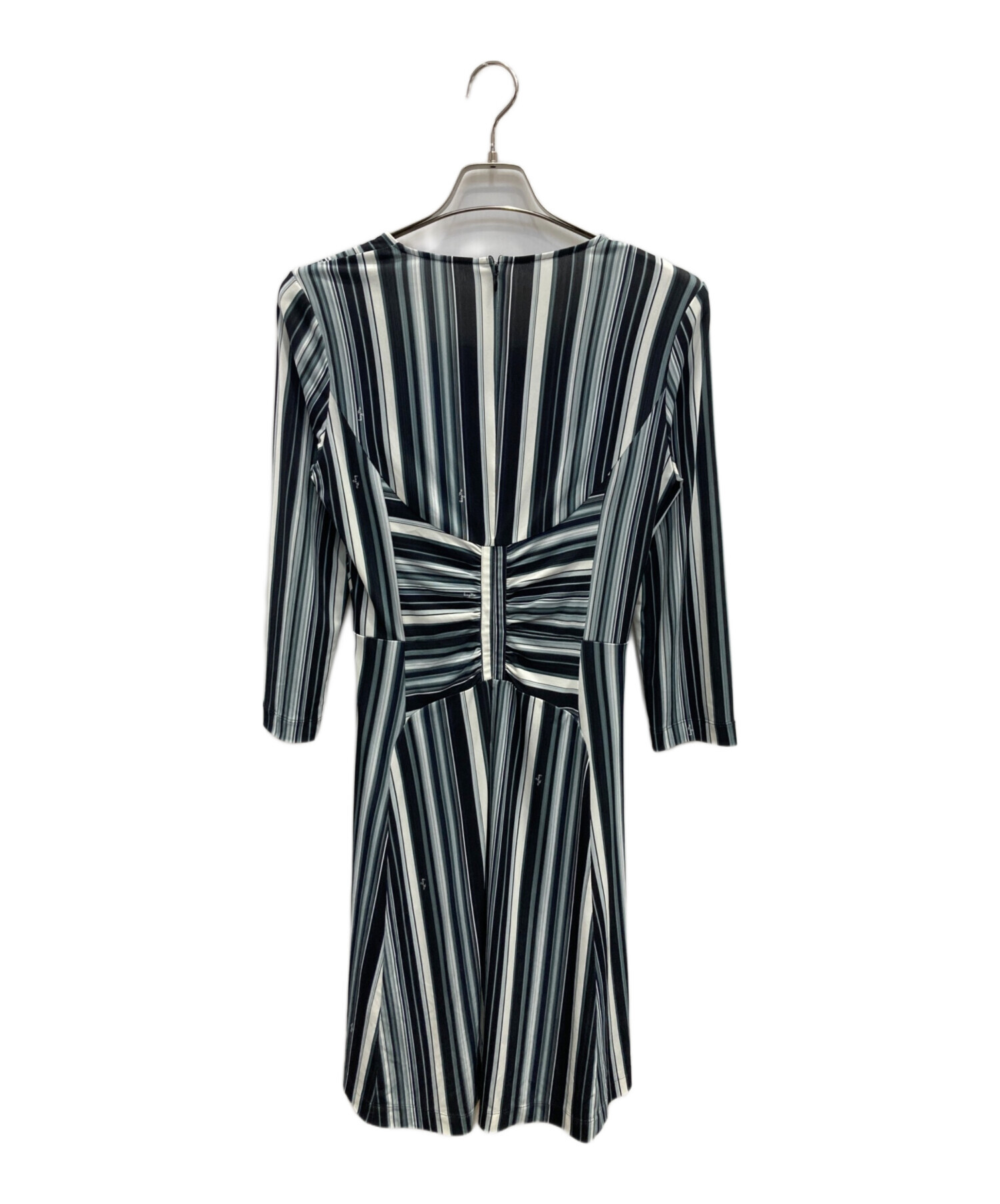 中古・古着通販】kay me (ケイミー) ストライプワンピース ブラック