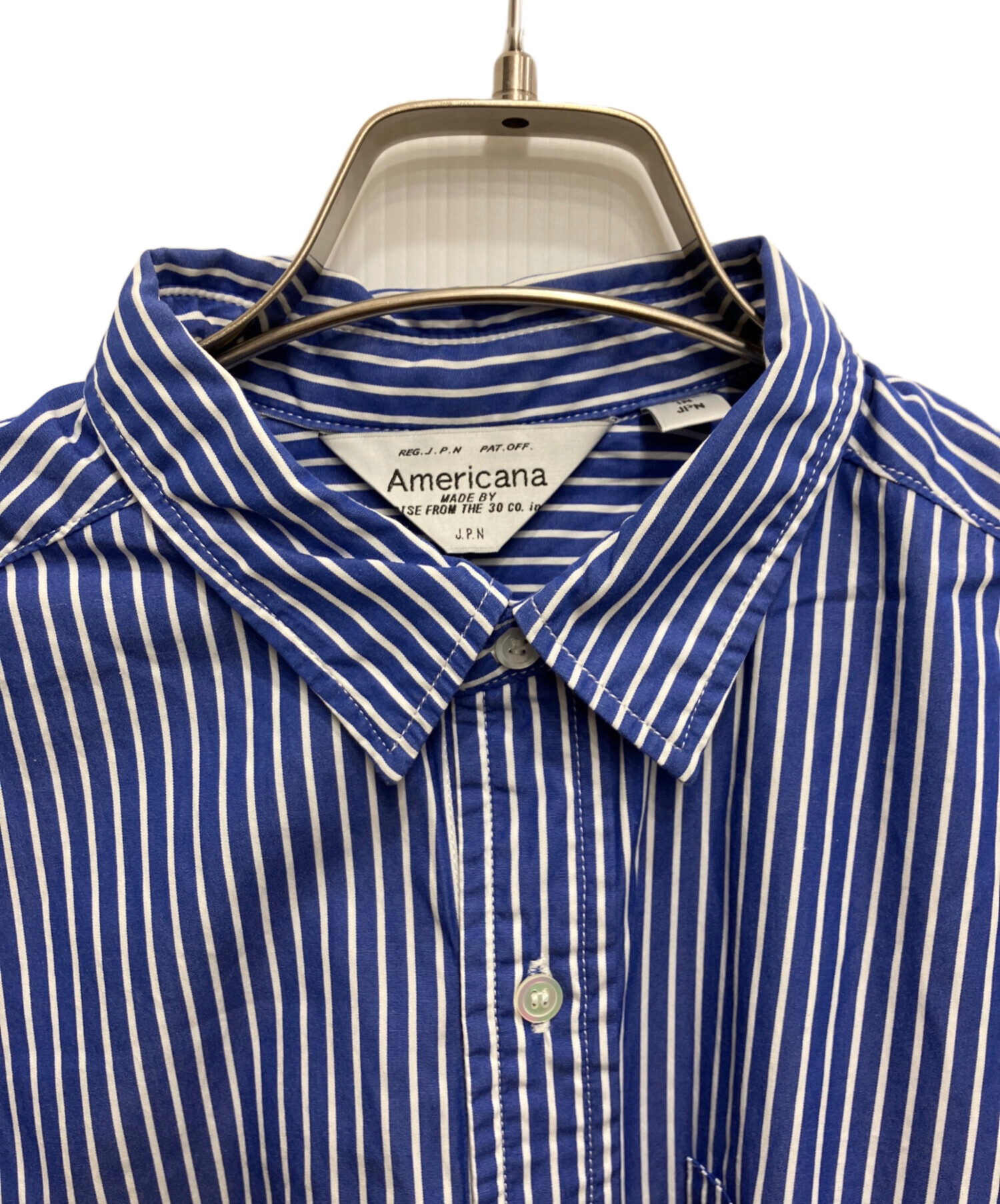 AMERICANAアメリカーナ テープツキ 1ポケシャツ(フトストライプ) 中古・古着通販】Americana (アメリカーナ) ストライプシャツ